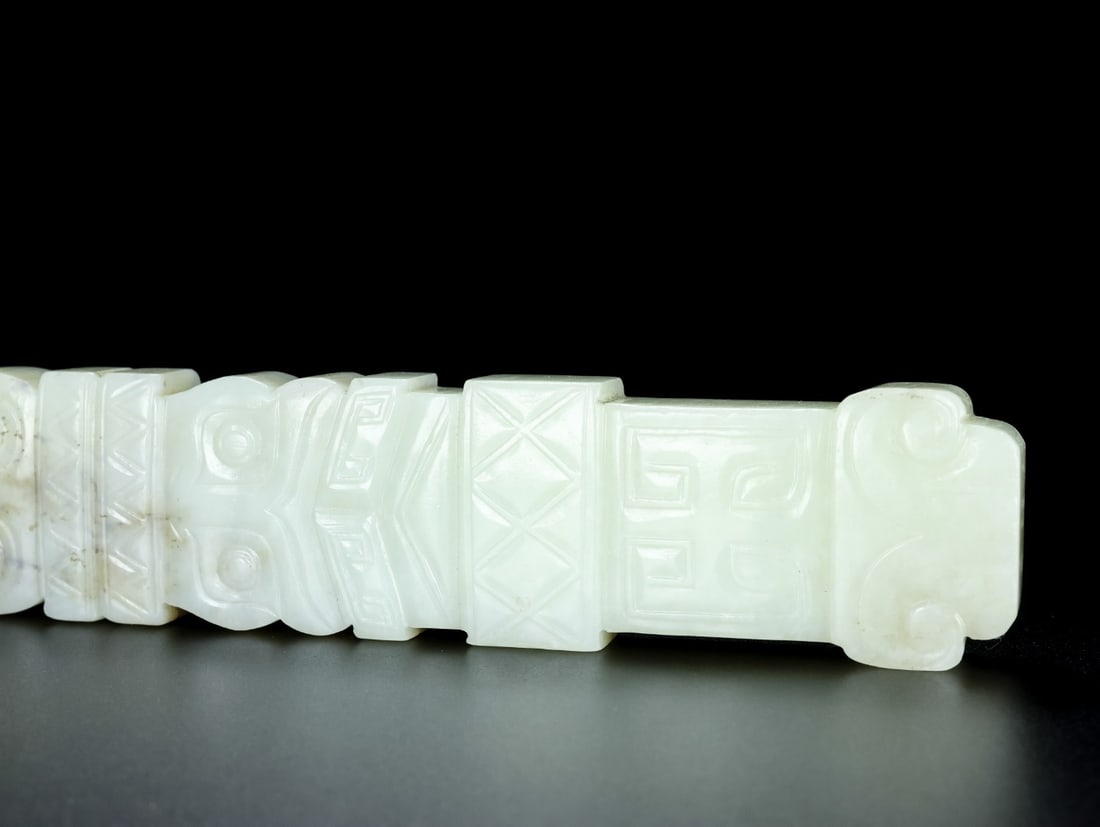 An Exquisite White Jade Sword Ornament - 9
