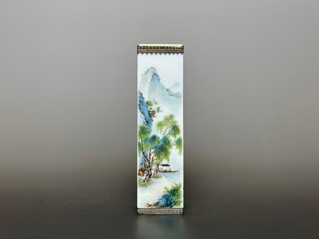 An Exquisite Ink Color Painted Gold Landscape and Figure Pattern Incense Tube: An Exquisite Ink Color Painted Gold Landscape and Figure Pattern Incense Tube Qing Dynasty, China Qianlong Four-character Mark Size:13.2cmx3.7cm (The Dimensions Of All Batches Are Manually