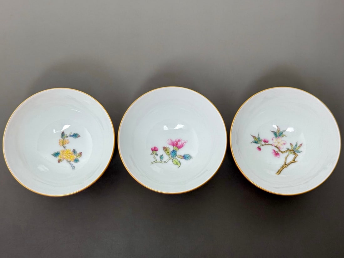 A Set of Fine Ruby Red-Glazed Painted Gold Lotus Pattern Flower Pattern Cup - 5