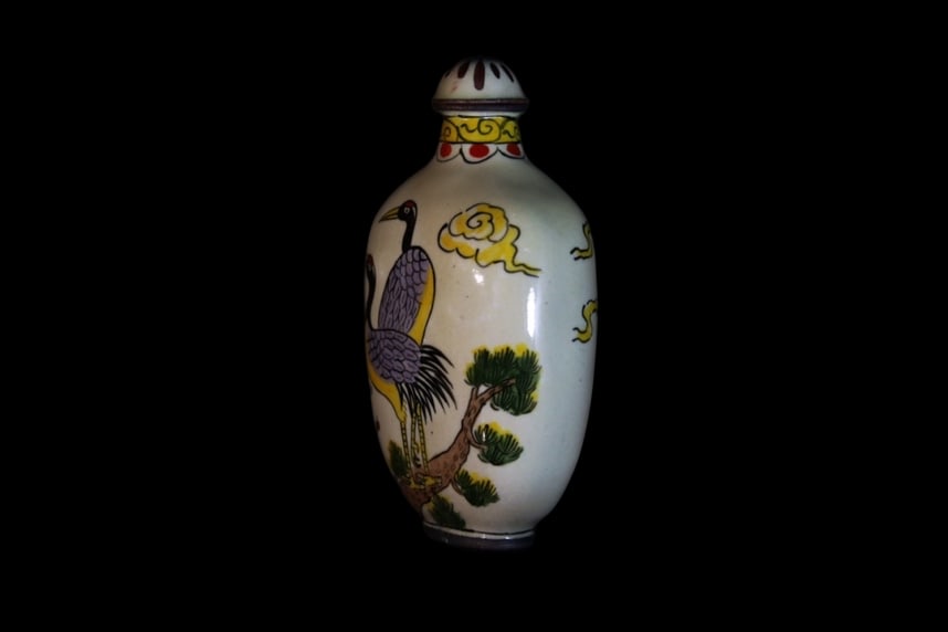 An Exquisite Cloisonne Pine and Crane Pattern Snuff Bottle - 3