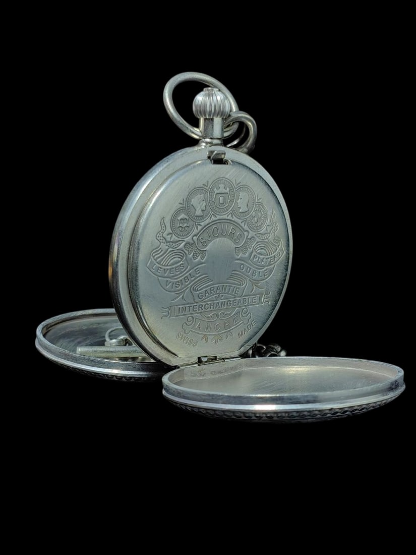 An Exquisite Silver Lotus Pattern Pocket watch - 3