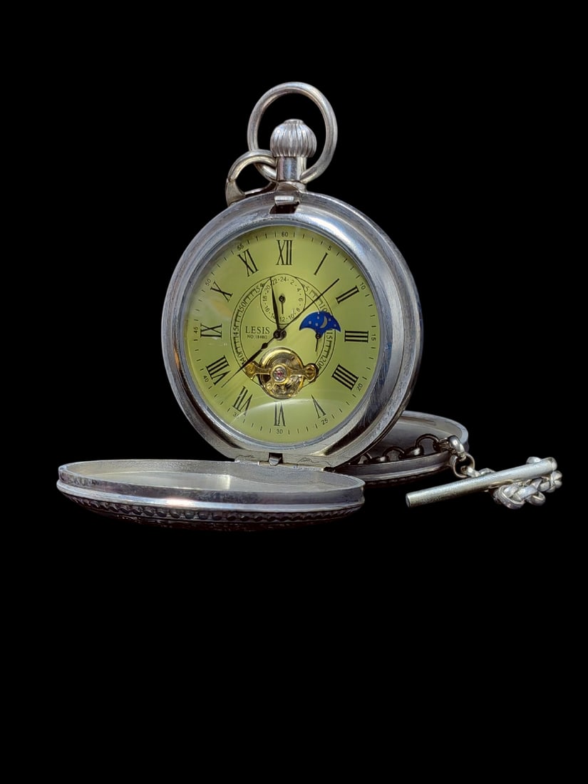 An Exquisite Silver Lotus Pattern Pocket watch - 4