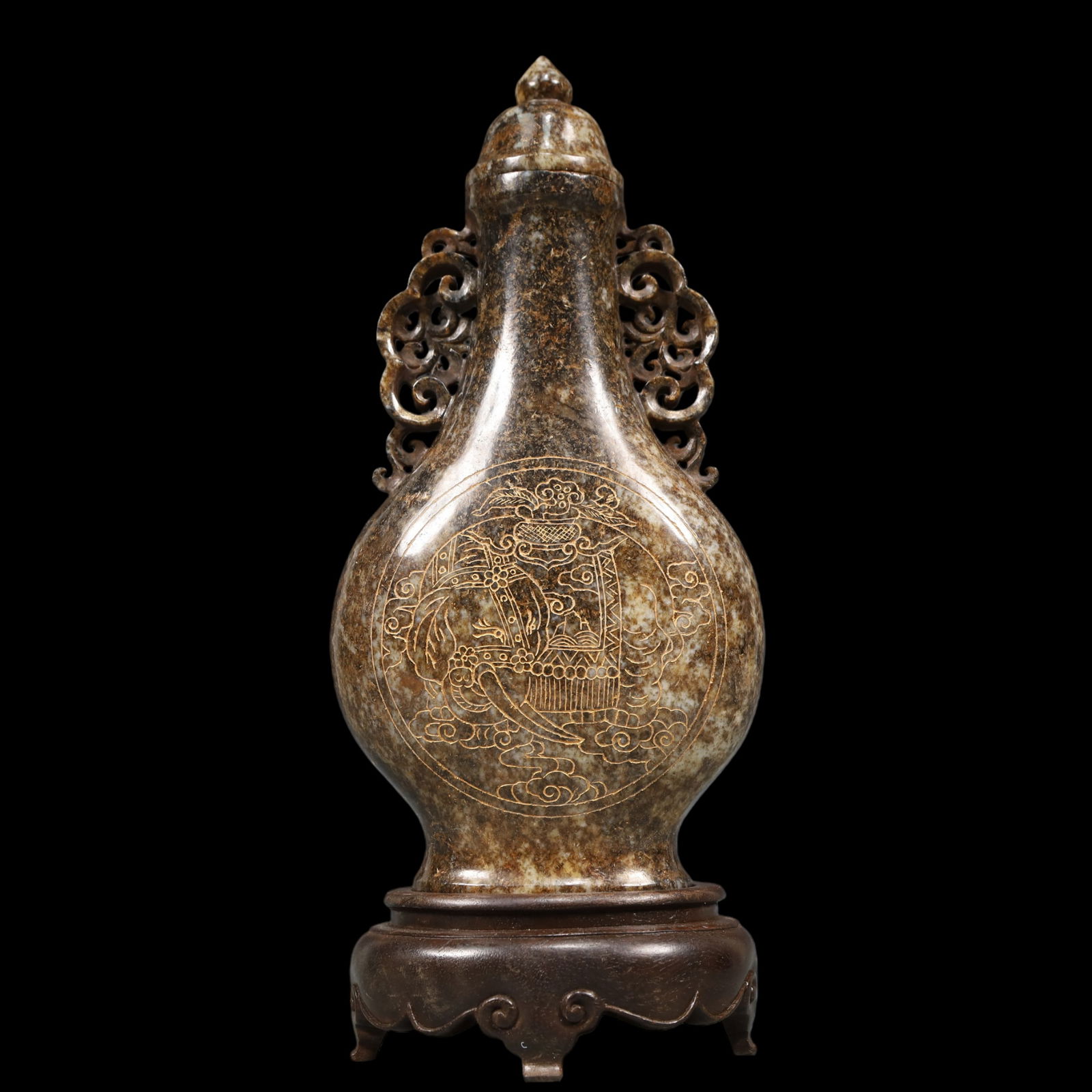 A Exquisite White Jade Elephant Pattern Double-Ears Vase - 4