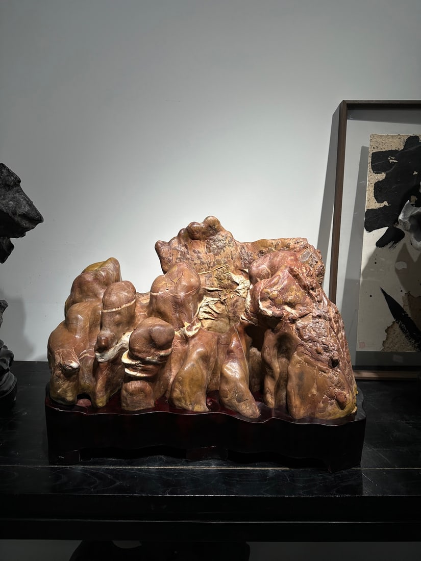 An Exquisite Lingbi Stone Ornament: An Exquisite Lingbi Stone Ornament Qing Dynasty, China Size:70cmx50cmx44cm (The Dimensions Of All Batches Are Manually Measured.If You Need More Detailed Information, Please Contact Our Customer