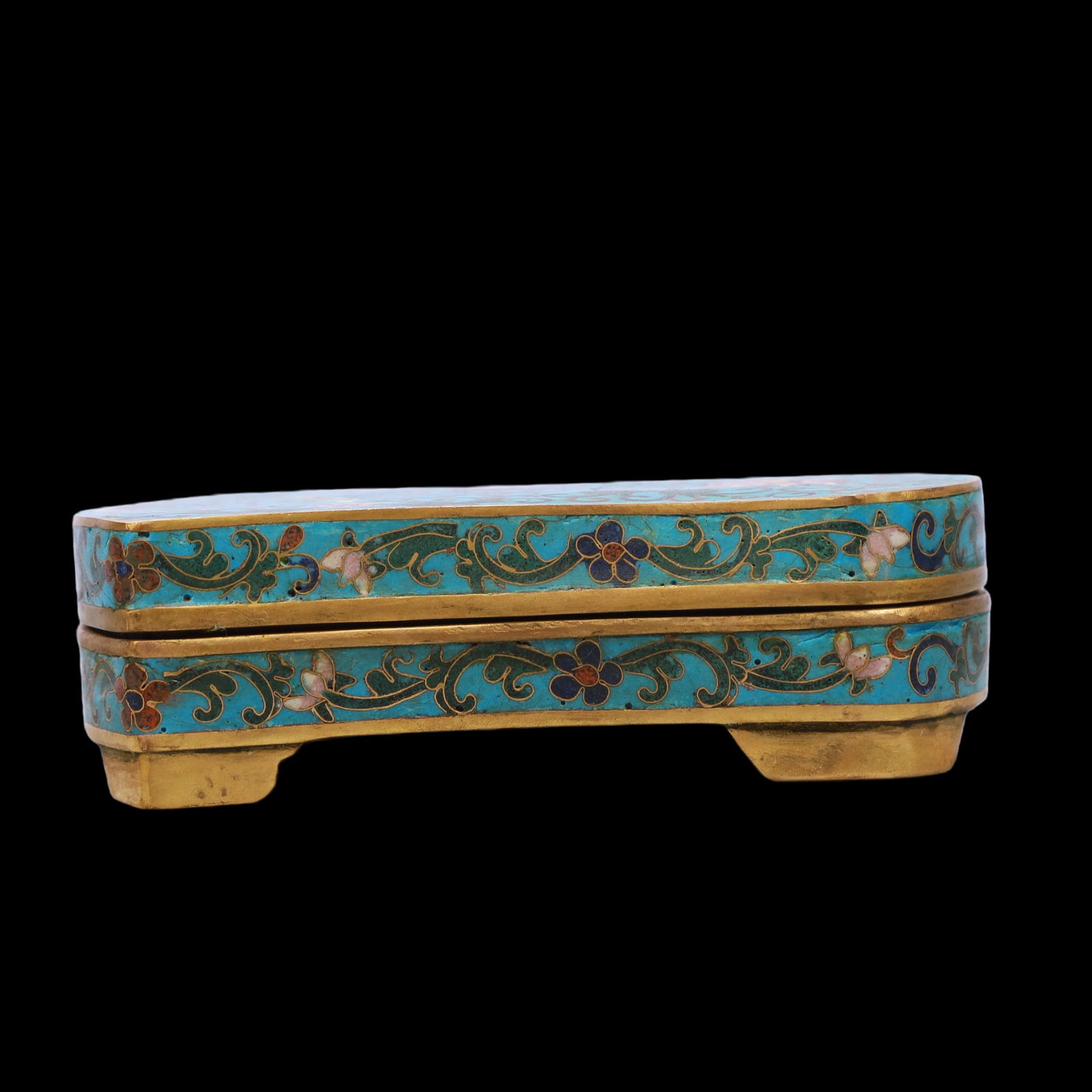 A Exquisite Cloisonne Lotus Pattern Inkstone - 3