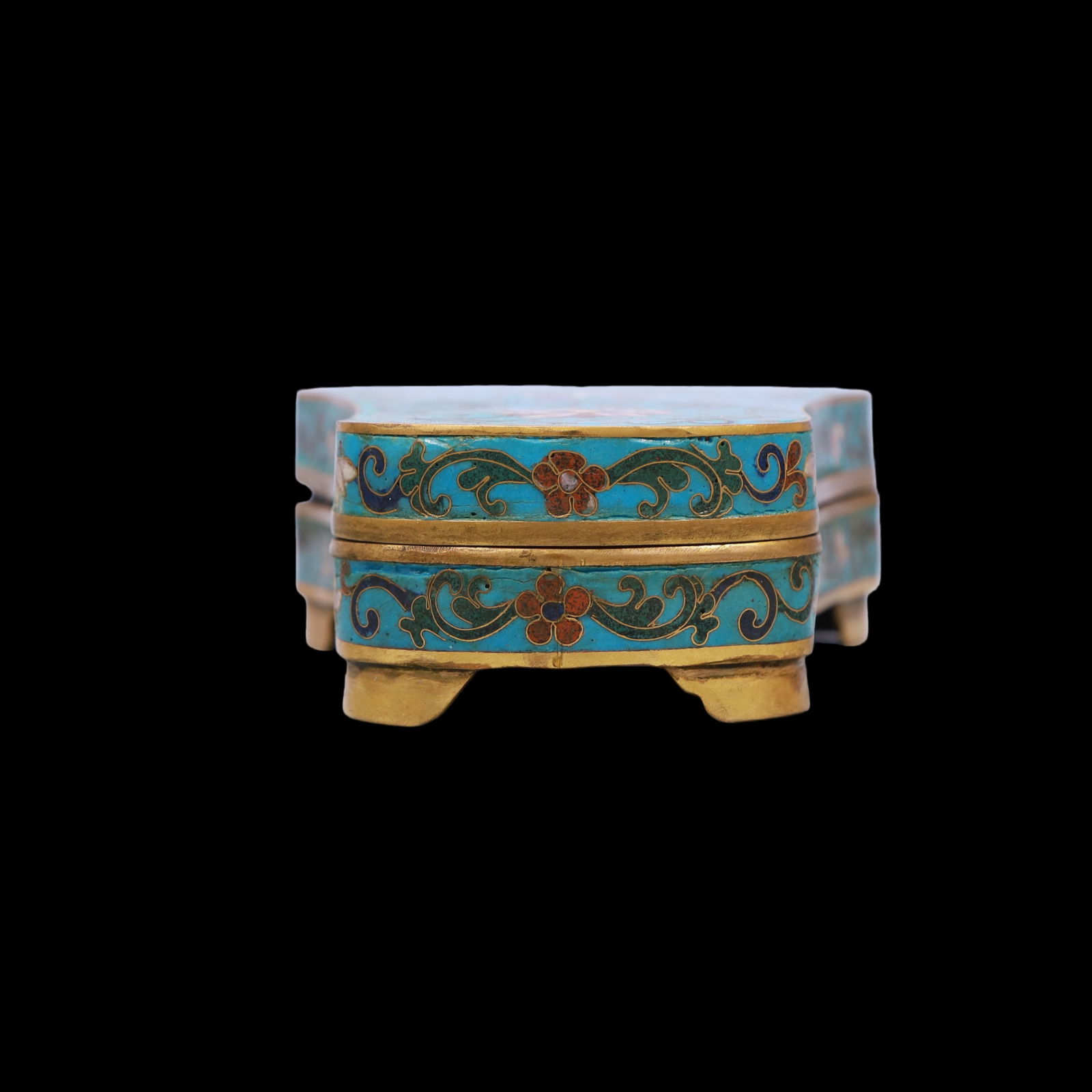 A Exquisite Cloisonne Lotus Pattern Inkstone - 4