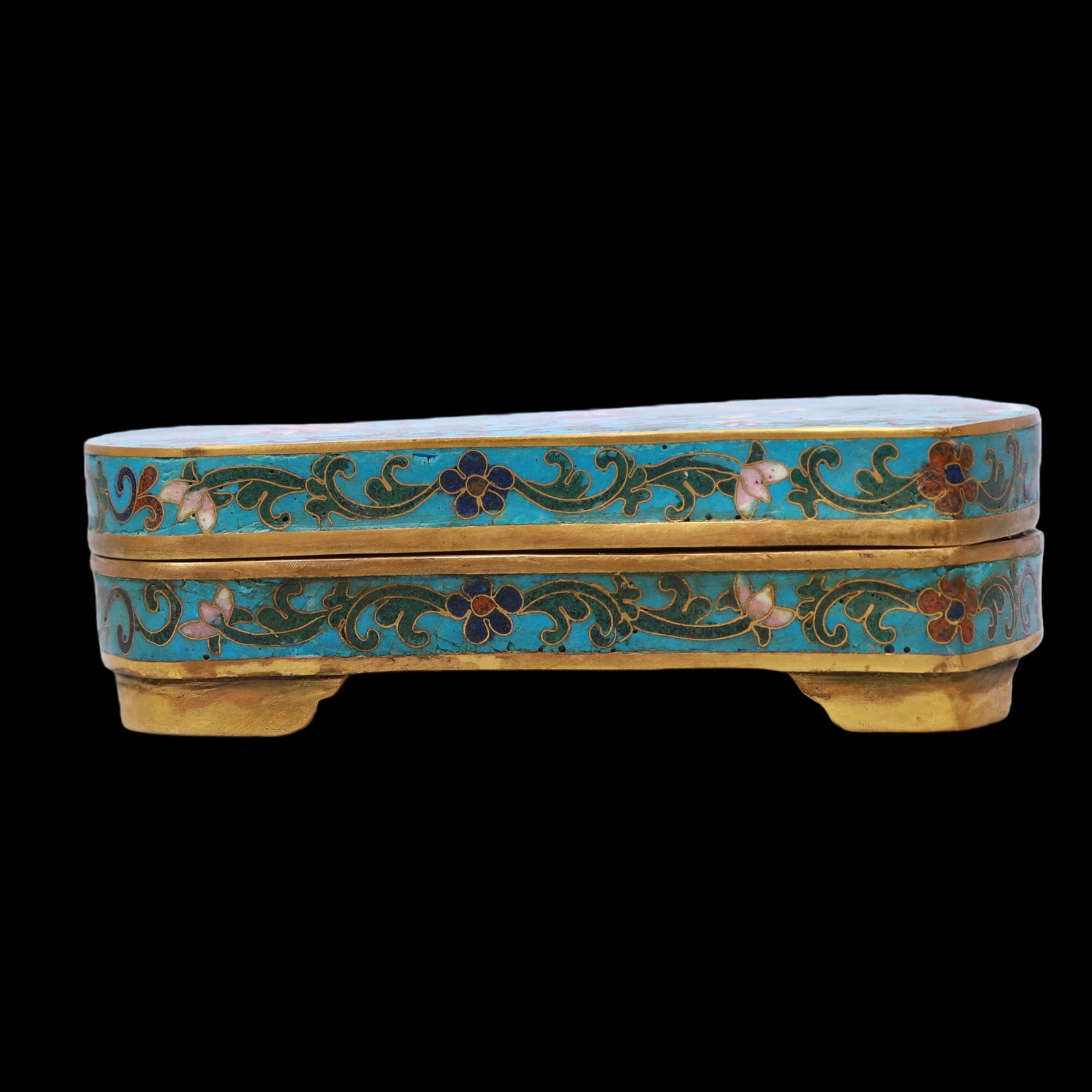 A Exquisite Cloisonne Lotus Pattern Inkstone - 5