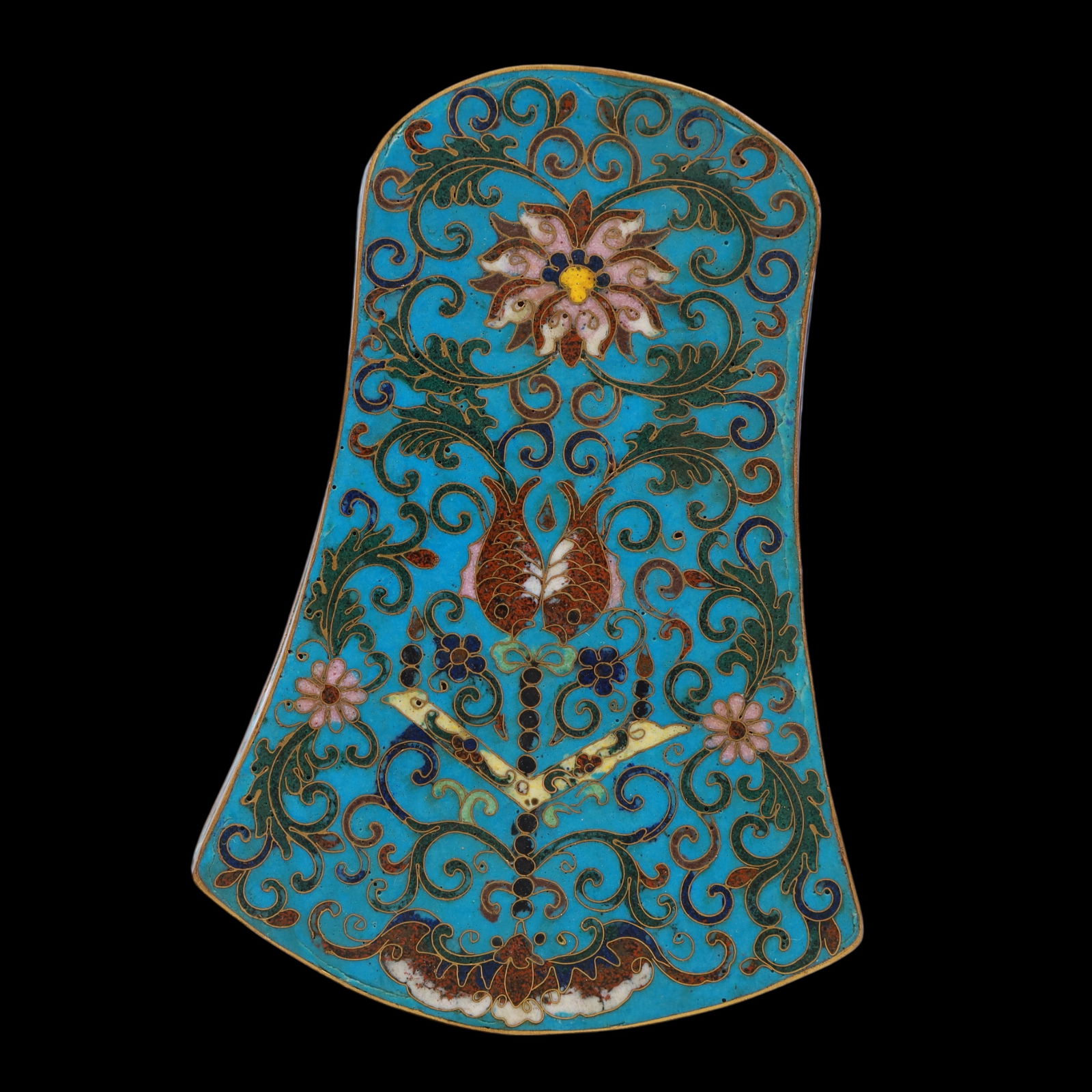 A Exquisite Cloisonne Lotus Pattern Inkstone - 6
