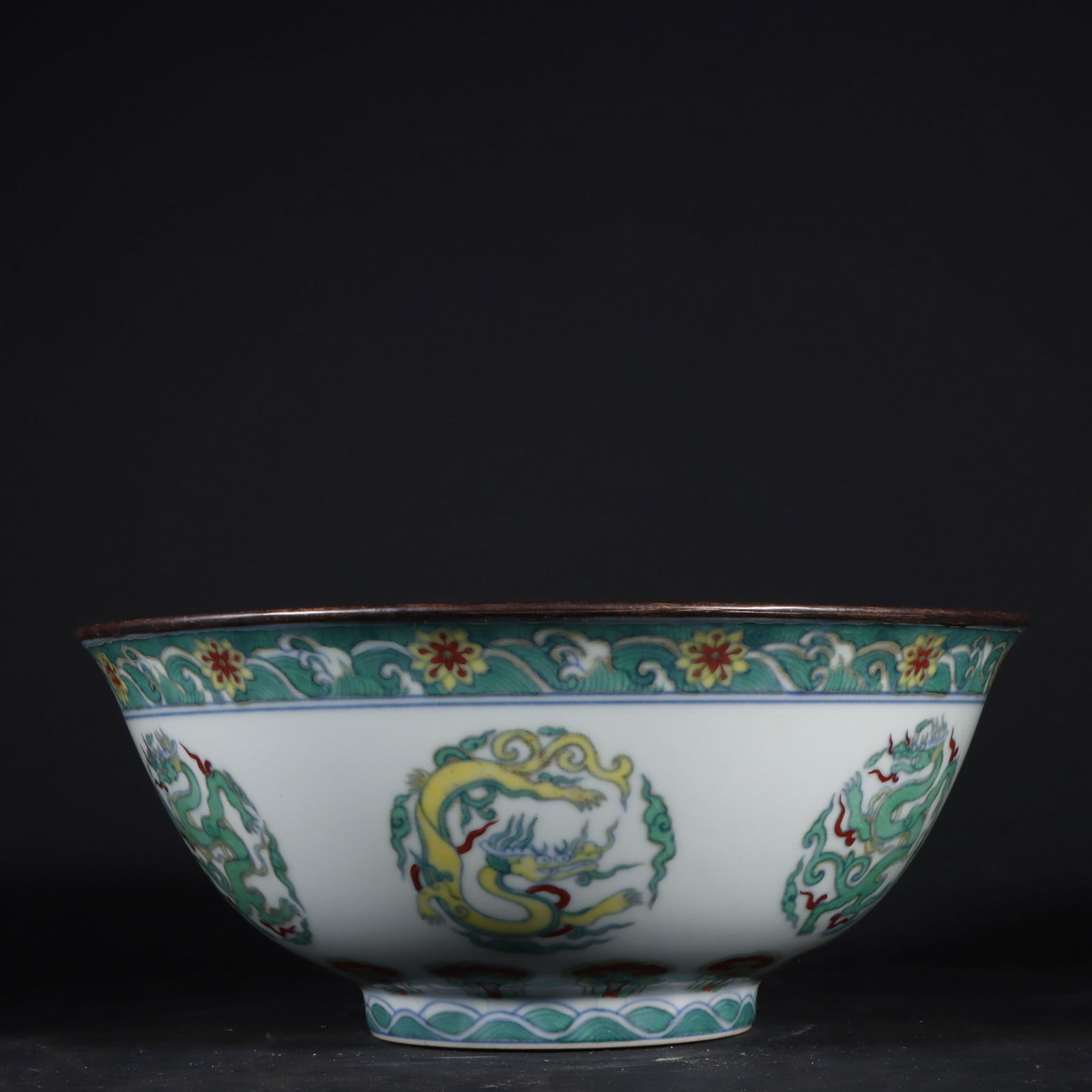 An Exquisite Doucai Seawater Pattern Dragon Pattern Bowl - 4
