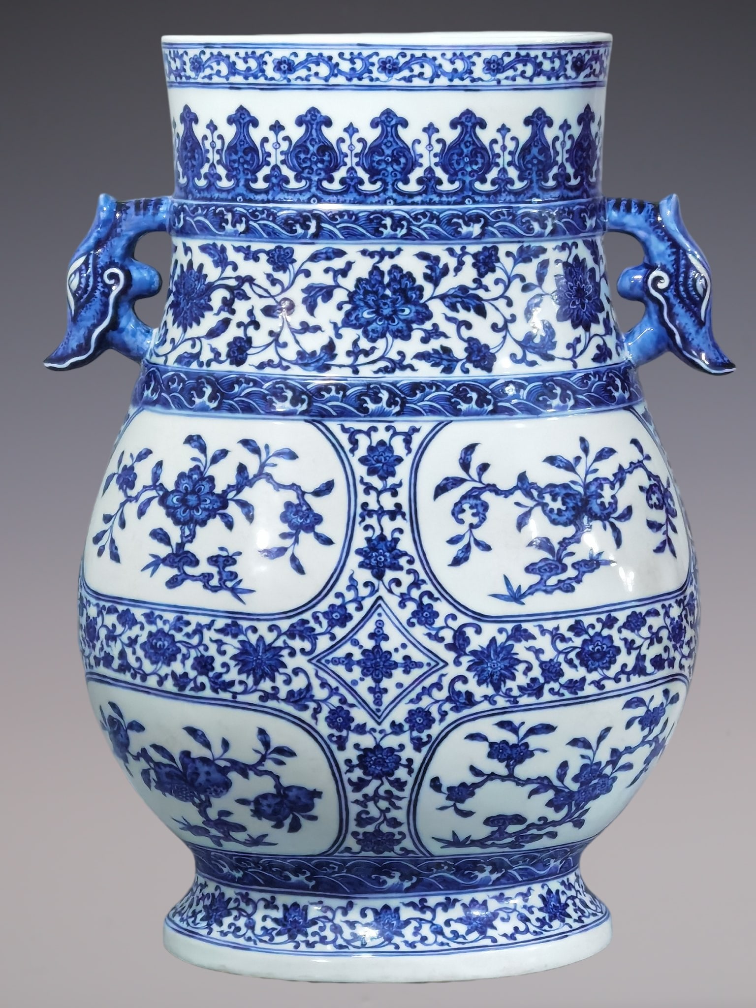 An Exquisite Blue and White Lotus Pattern Seawater Pattern Double-Ears Vase (1 of 9)