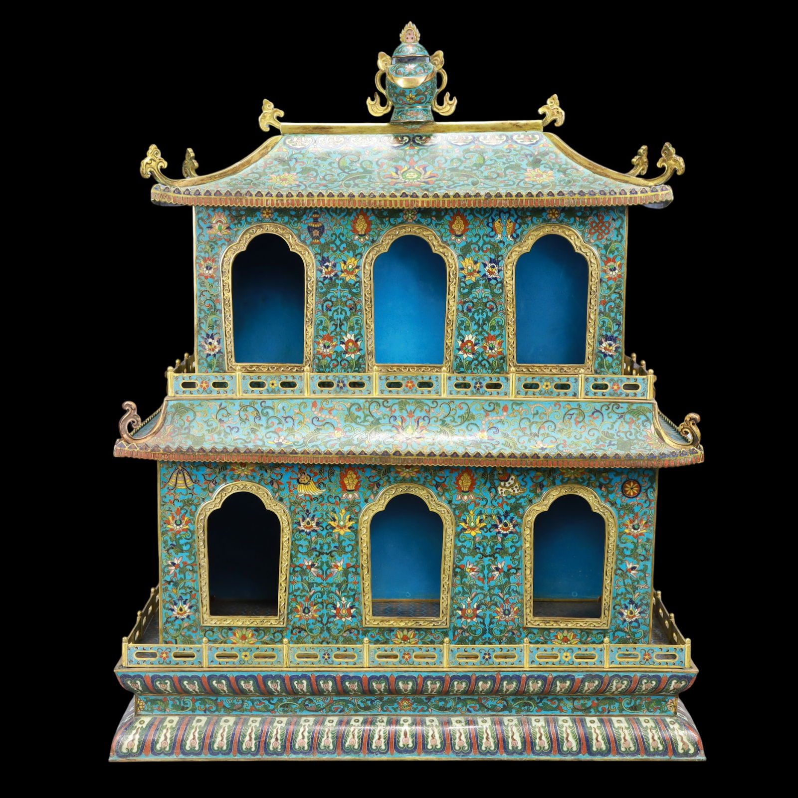 A Exquisite Cloisonne Lotus Pattern Pagoda - 2