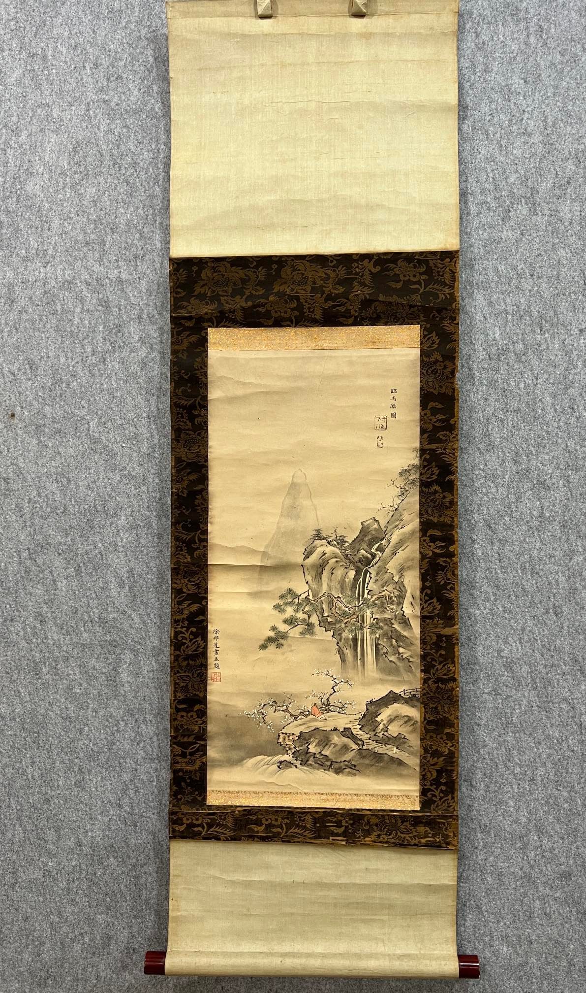 A Chinese Vertical Scroll Ink Painting of Landscape and Figure on Paper (1 of 7)