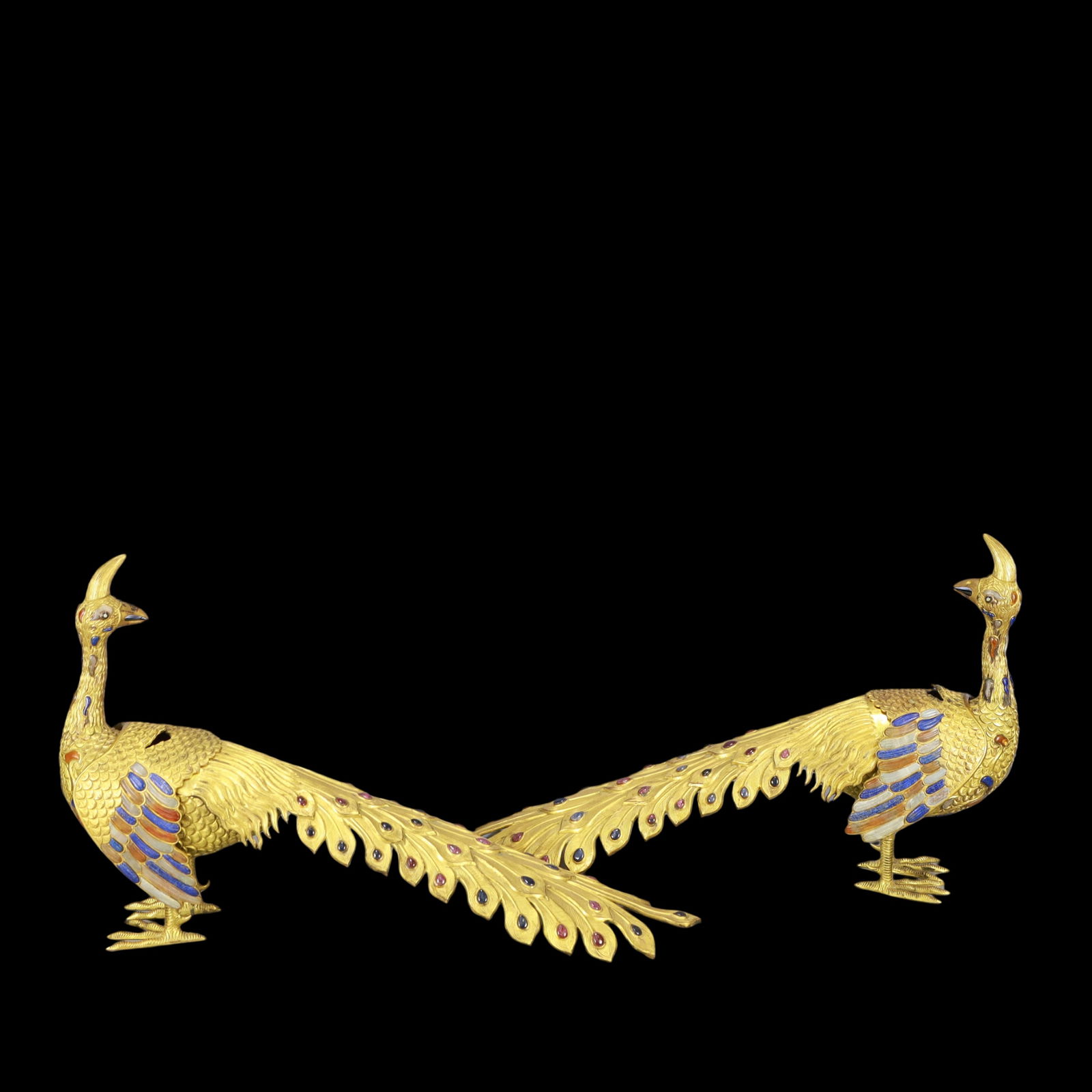 A Exquisite A pair of Cloisonne Peacock Ornament: A Exquisite A pair of Cloisonne Peacock Ornament Qing Dynasty, China Size::57cmx12cmx31.5cm Weight:3900g (The Dimensions Of All Batches Are Manually Measured.If You Need More Detailed Information,