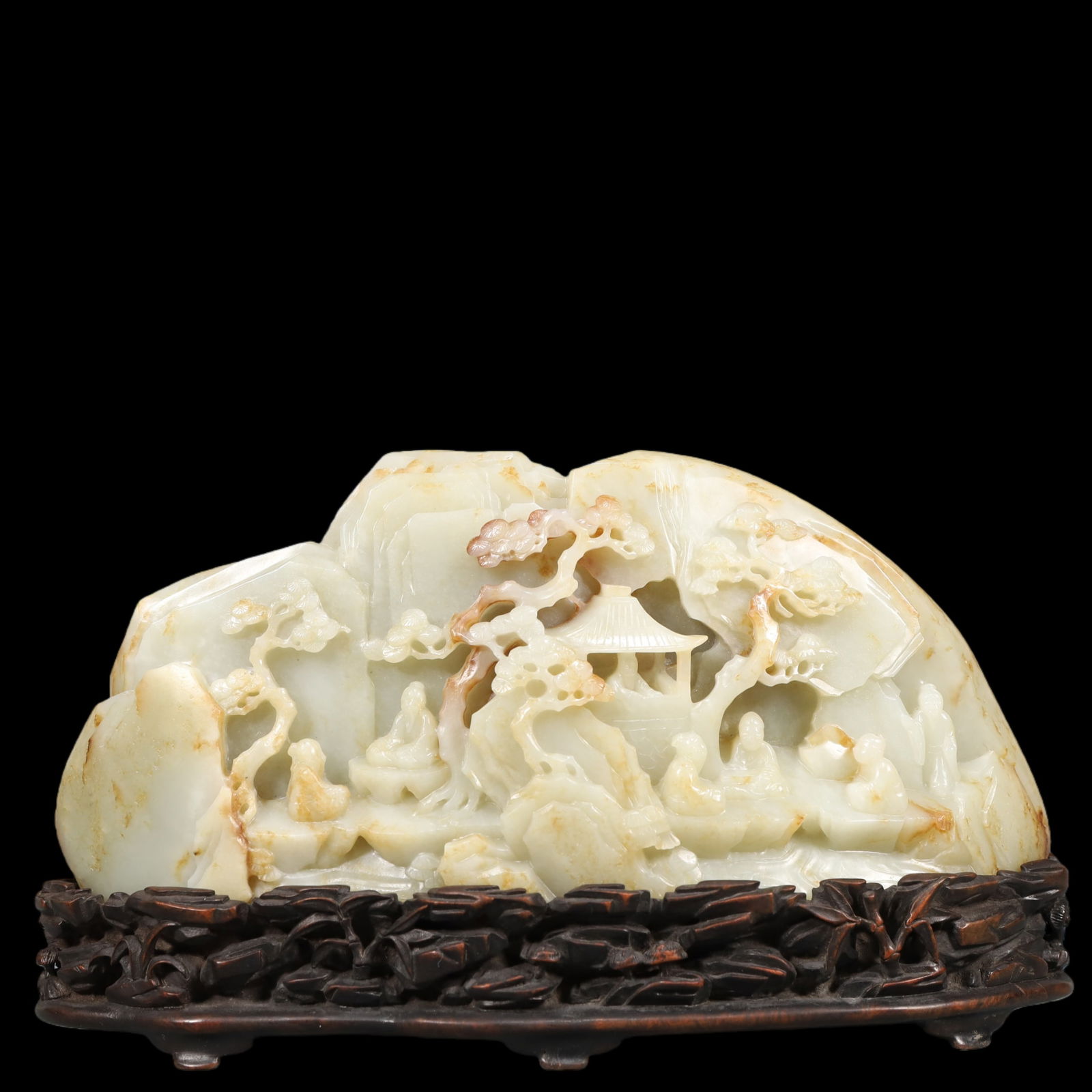 A Exquisite White Jade Landscape and Figure Pattern Ornament: A Exquisite White Jade Landscape and Figure Pattern Ornament Qing Dynasty, China Size:27cmx8cmx16cm Weight:3750g (The Dimensions Of All Batches Are Manually Measured.If You Need More Detailed Informat