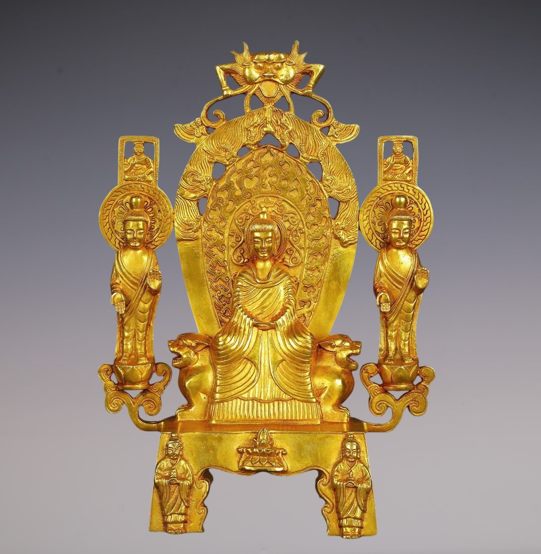 An Exquisite Gilt Bronze Buddha Statue: An Exquisite Gilt Bronze Buddha Statue N.Wei , China Size:26cmx35cm Weight:3700g (The Dimensions Of All Batches Are Manually Measured.If You Need More Detailed Information, Please Contact Our