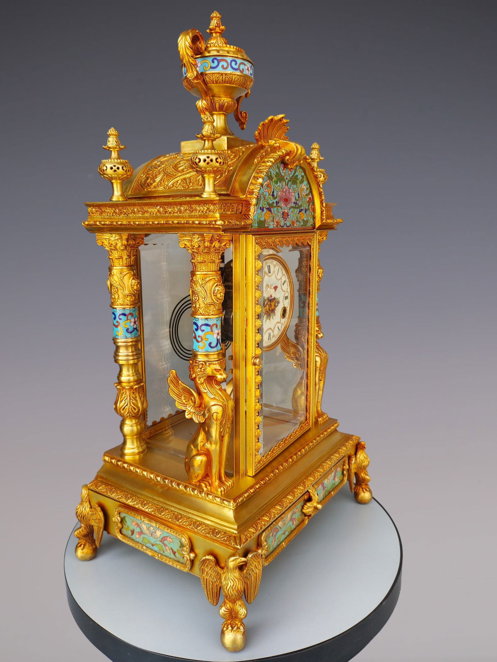 An Exquisite Gilt Bronze Lotus Pattern Clock - 2