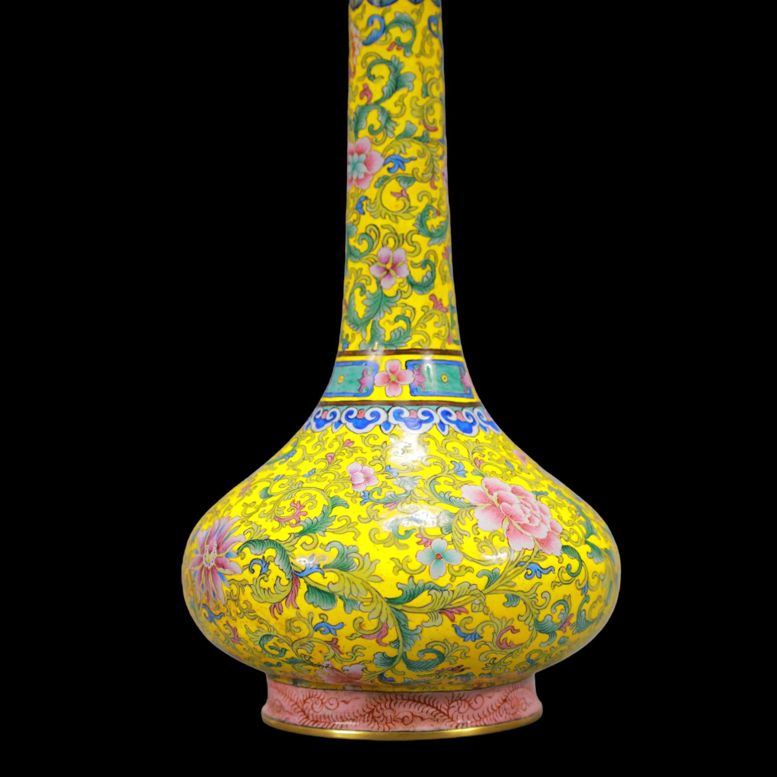 A Exquisite Coppery Enamel Lotus Pattern Vase - 3