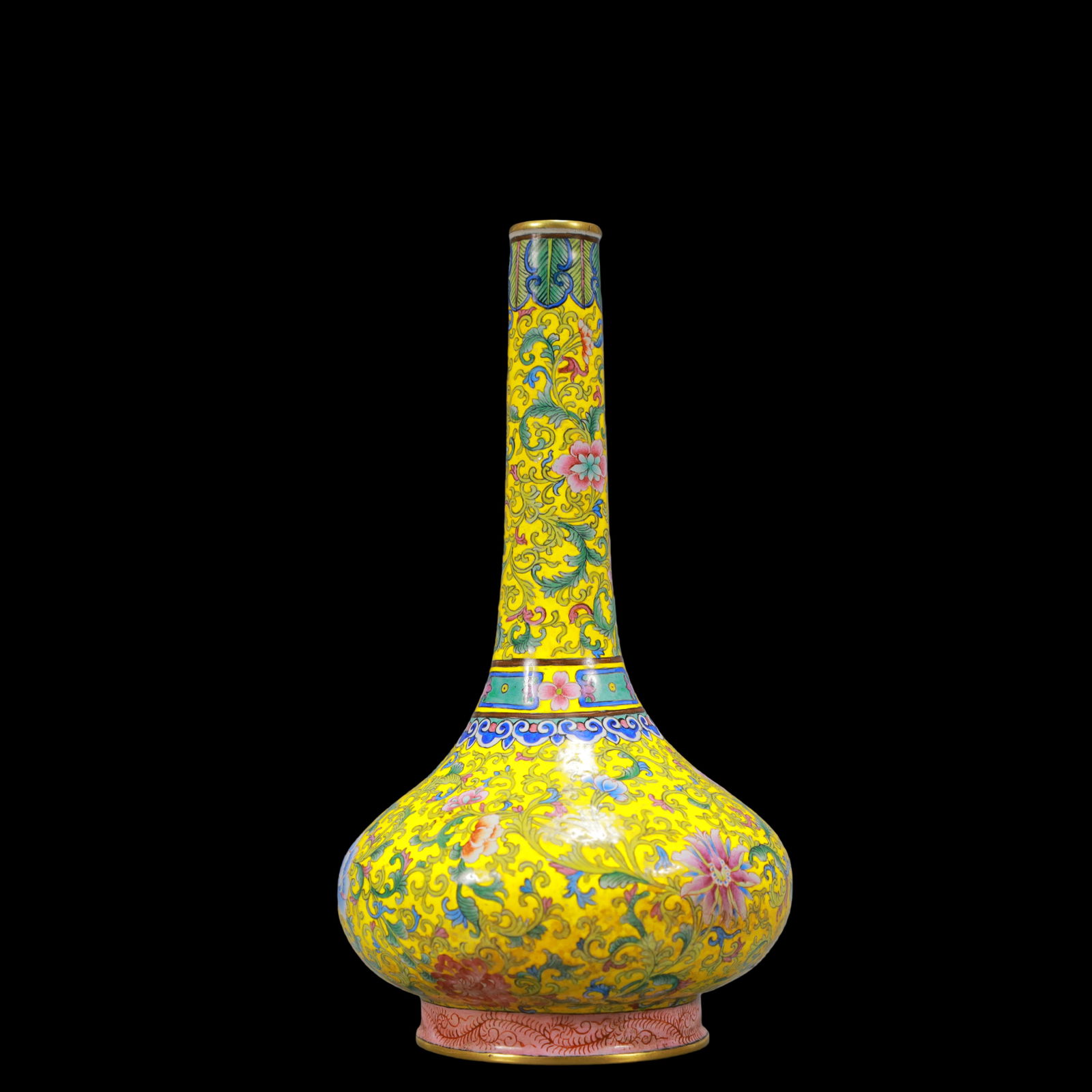 A Exquisite Coppery Enamel Lotus Pattern Vase - 4