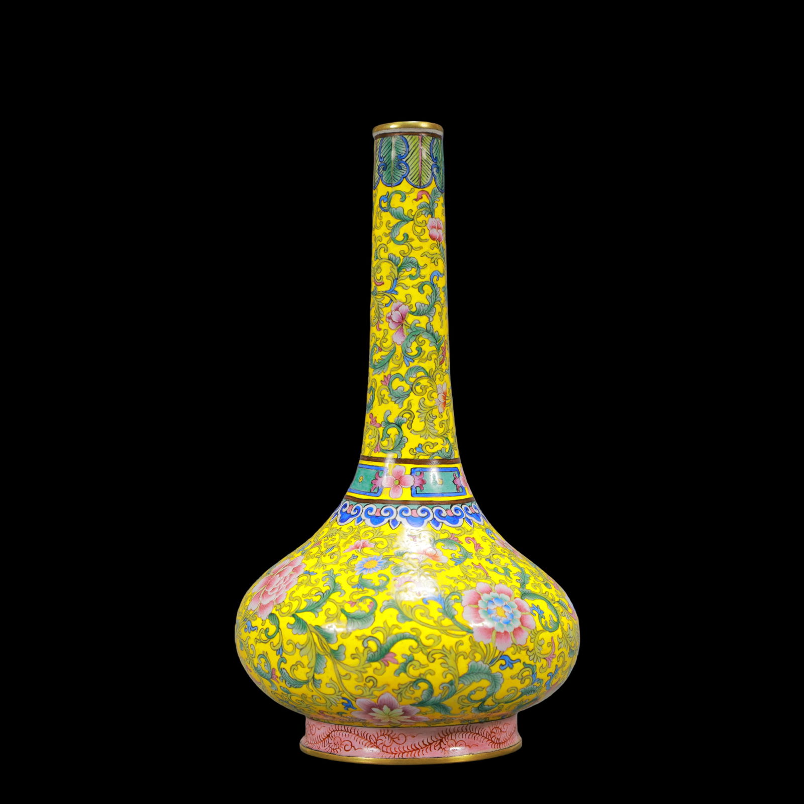A Exquisite Coppery Enamel Lotus Pattern Vase - 6