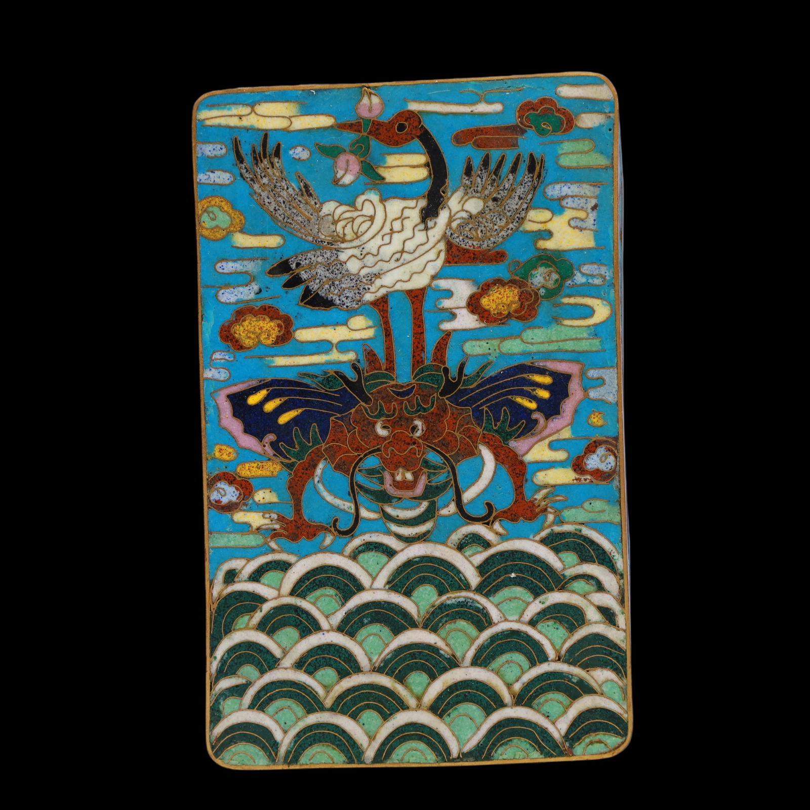 A Exquisite Cloisonne Crane Pattern Seawater Pattern Box - 5