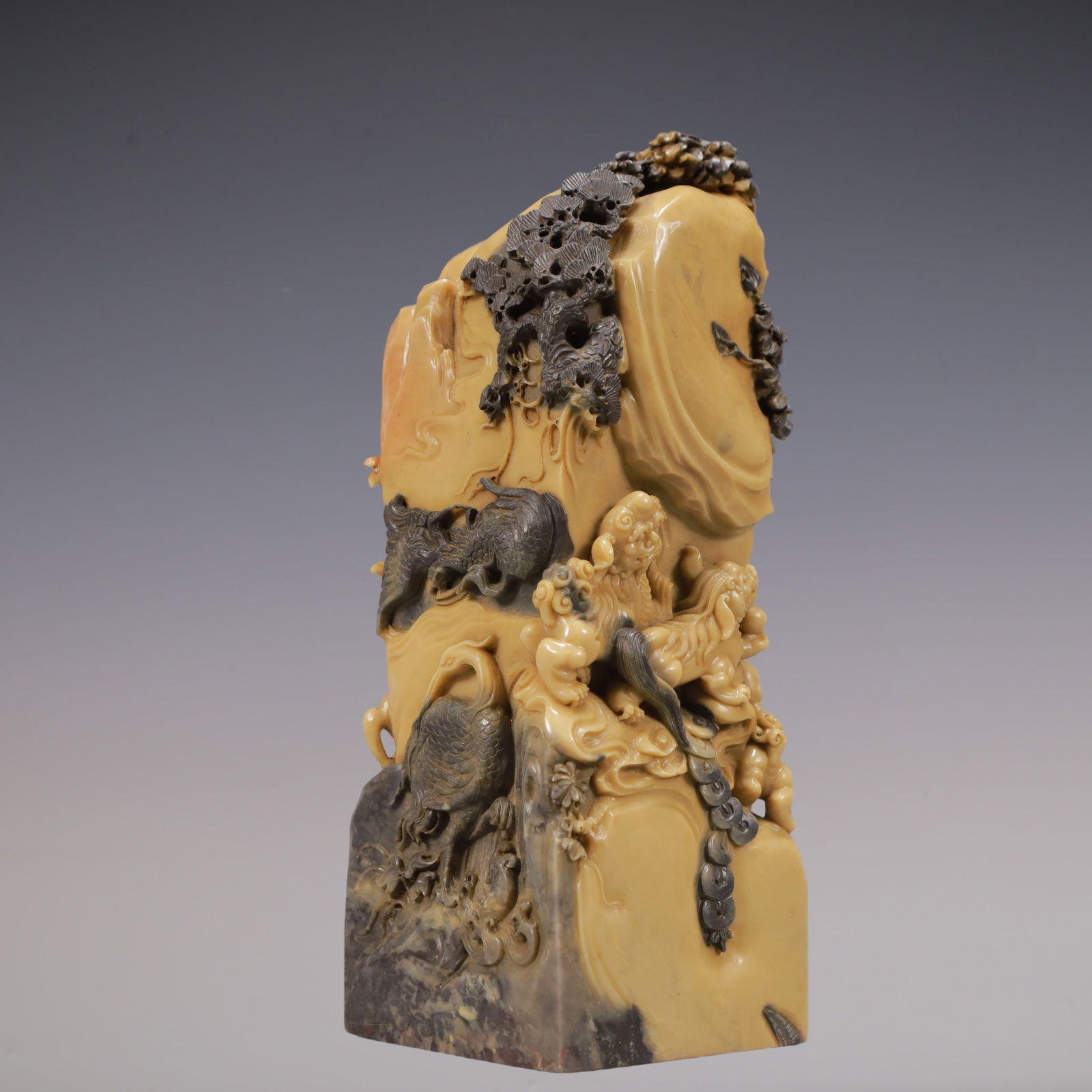 A Exquisite Shoushan Stone Auspicious Beast Pattern Seal - 3