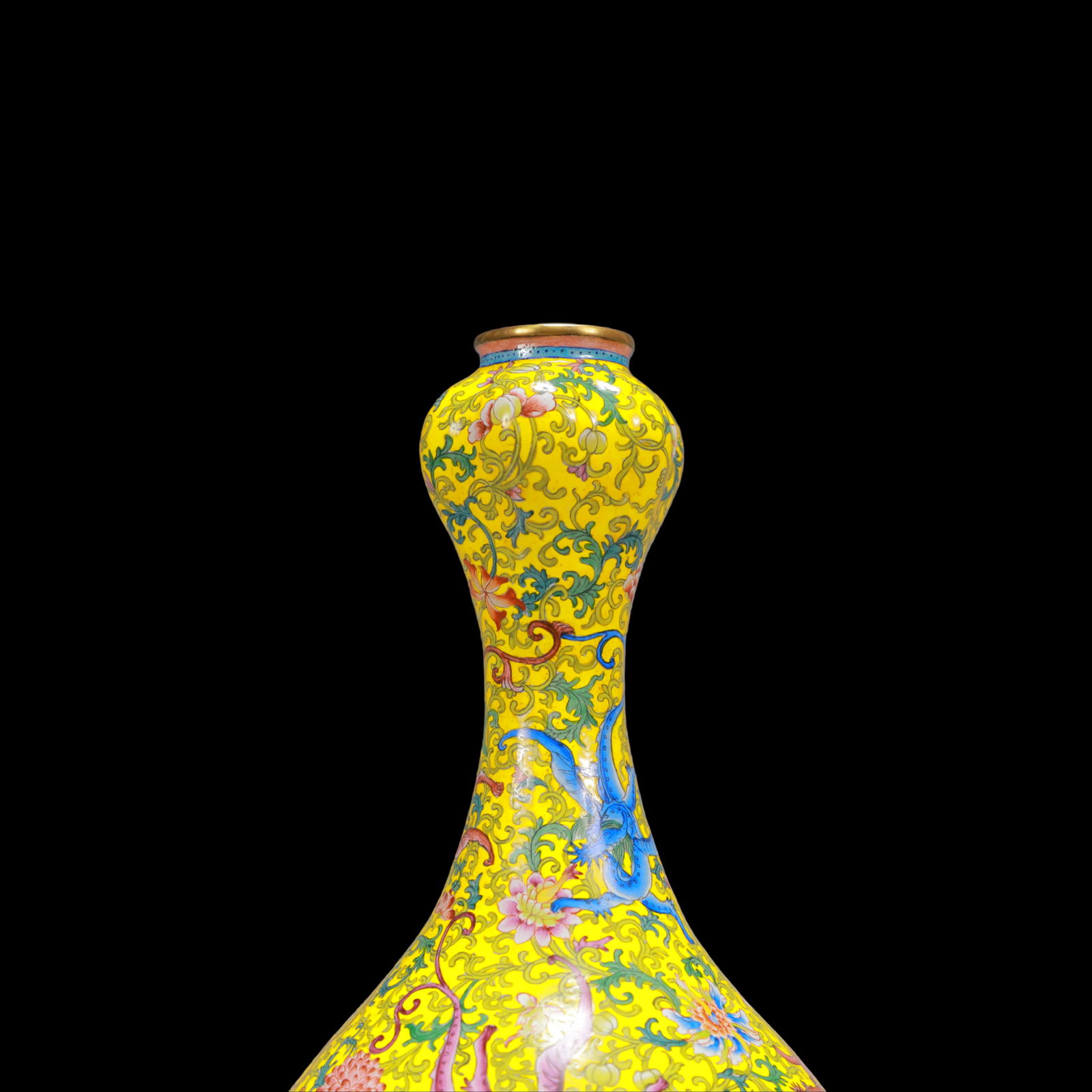 A Exquisite Coppery Enamel Lotus Pattern Dragon Pattern Vase - 2