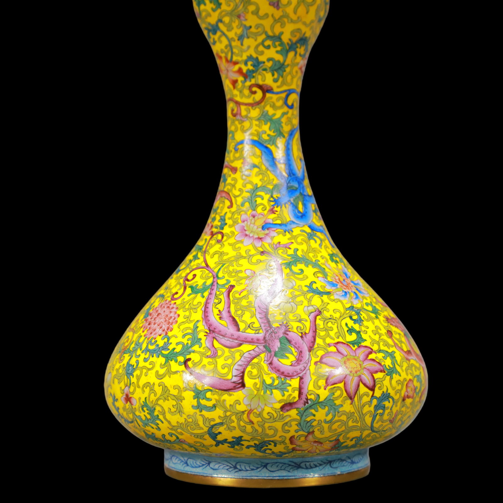 A Exquisite Coppery Enamel Lotus Pattern Dragon Pattern Vase - 3