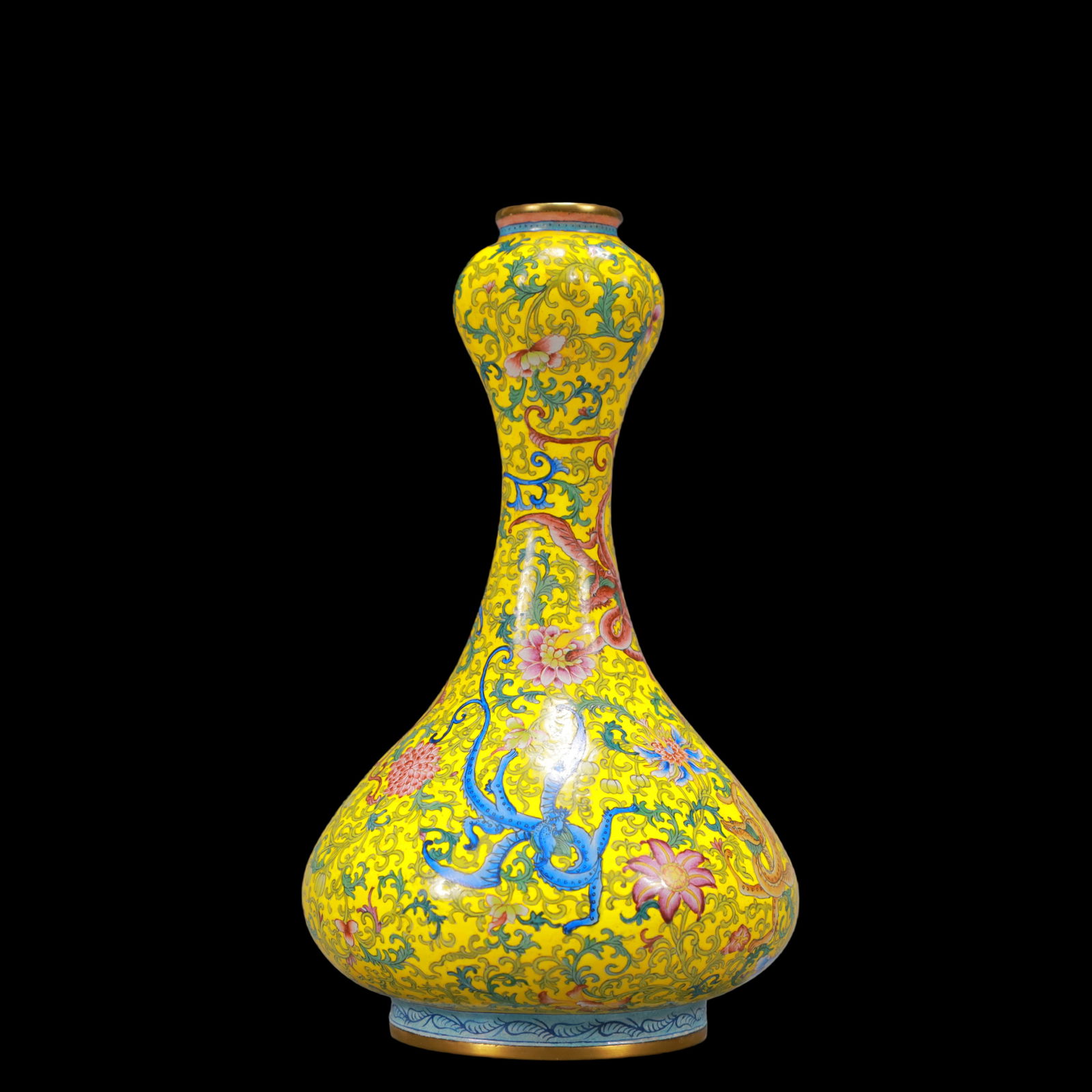 A Exquisite Coppery Enamel Lotus Pattern Dragon Pattern Vase - 5