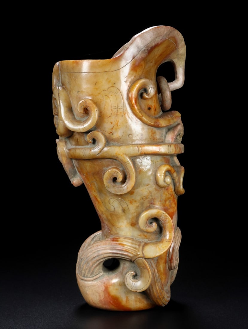 An Exquisite White Jade Chi-Dragon Pattern Cup - 7