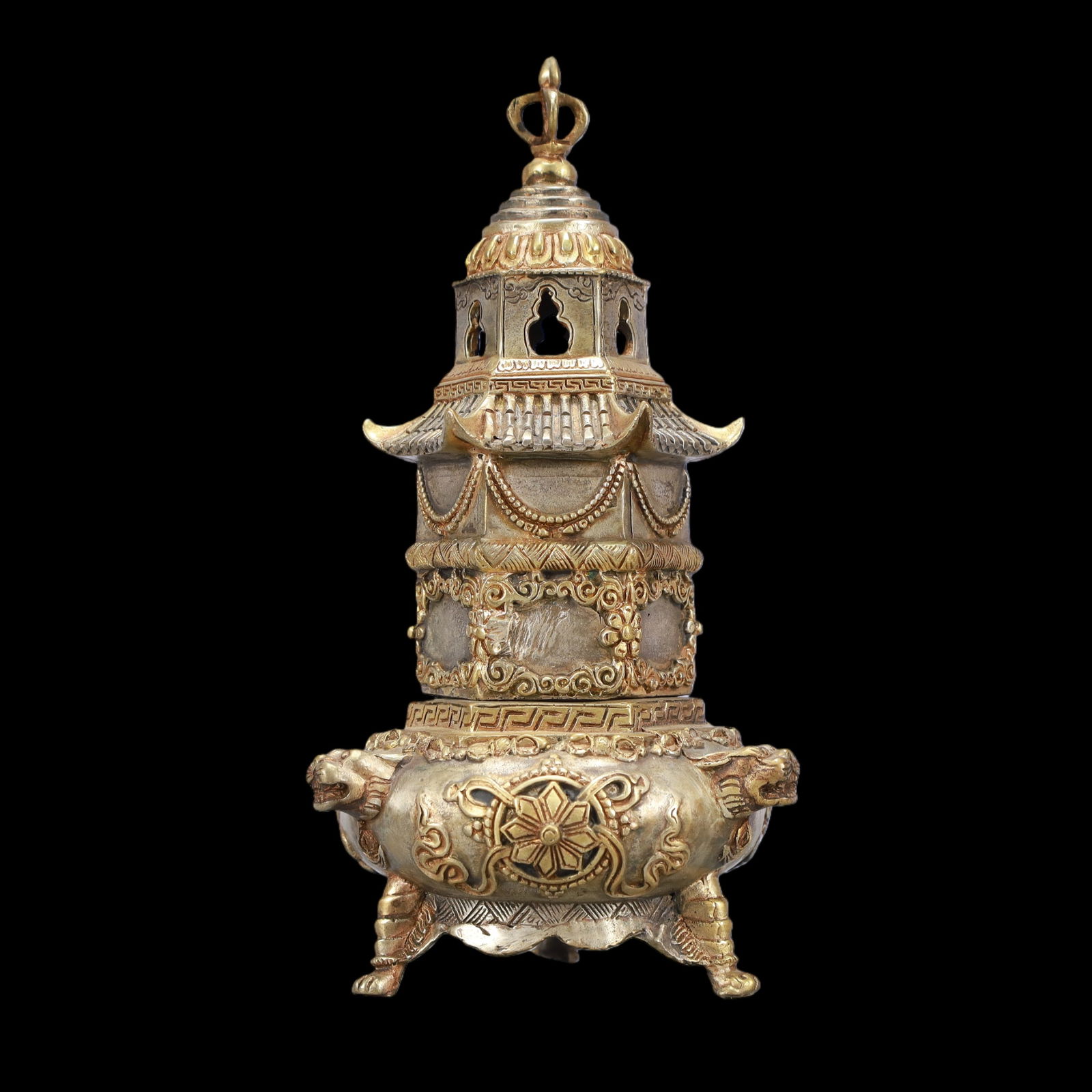 A Exquisite Gilt Silver Tripod Censer - 5