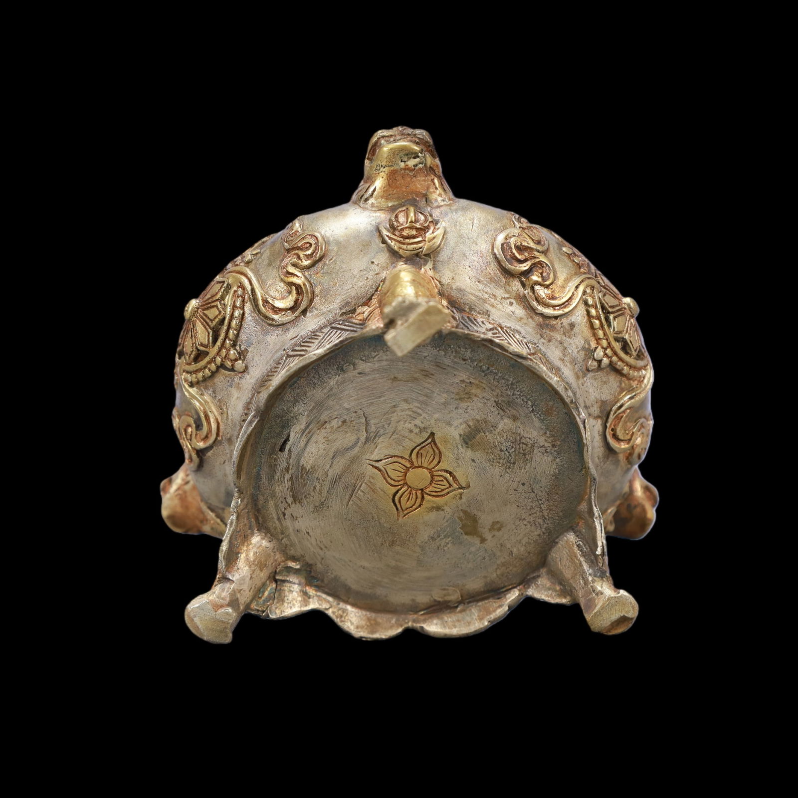 A Exquisite Gilt Silver Tripod Censer - 8