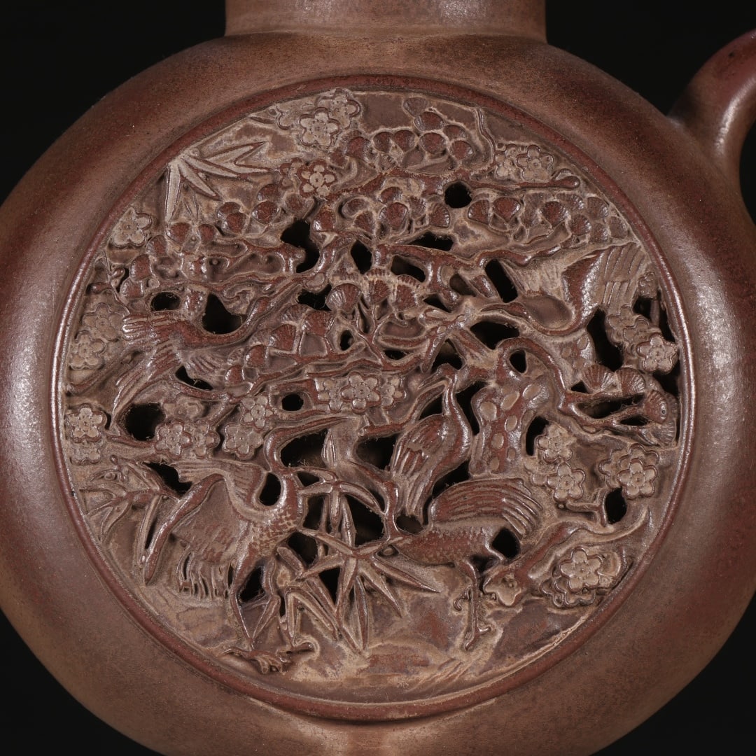 An Exquisite Purple Sands Pine and Crane Pattern Teapot - 2