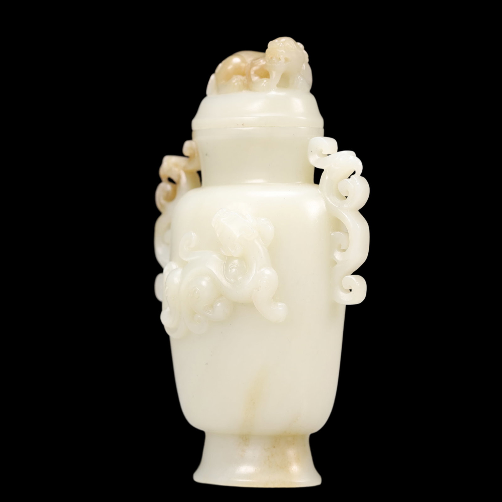 An Exquisite White Jade Chi-Dragon Pattern Double-Ears Vase - 4