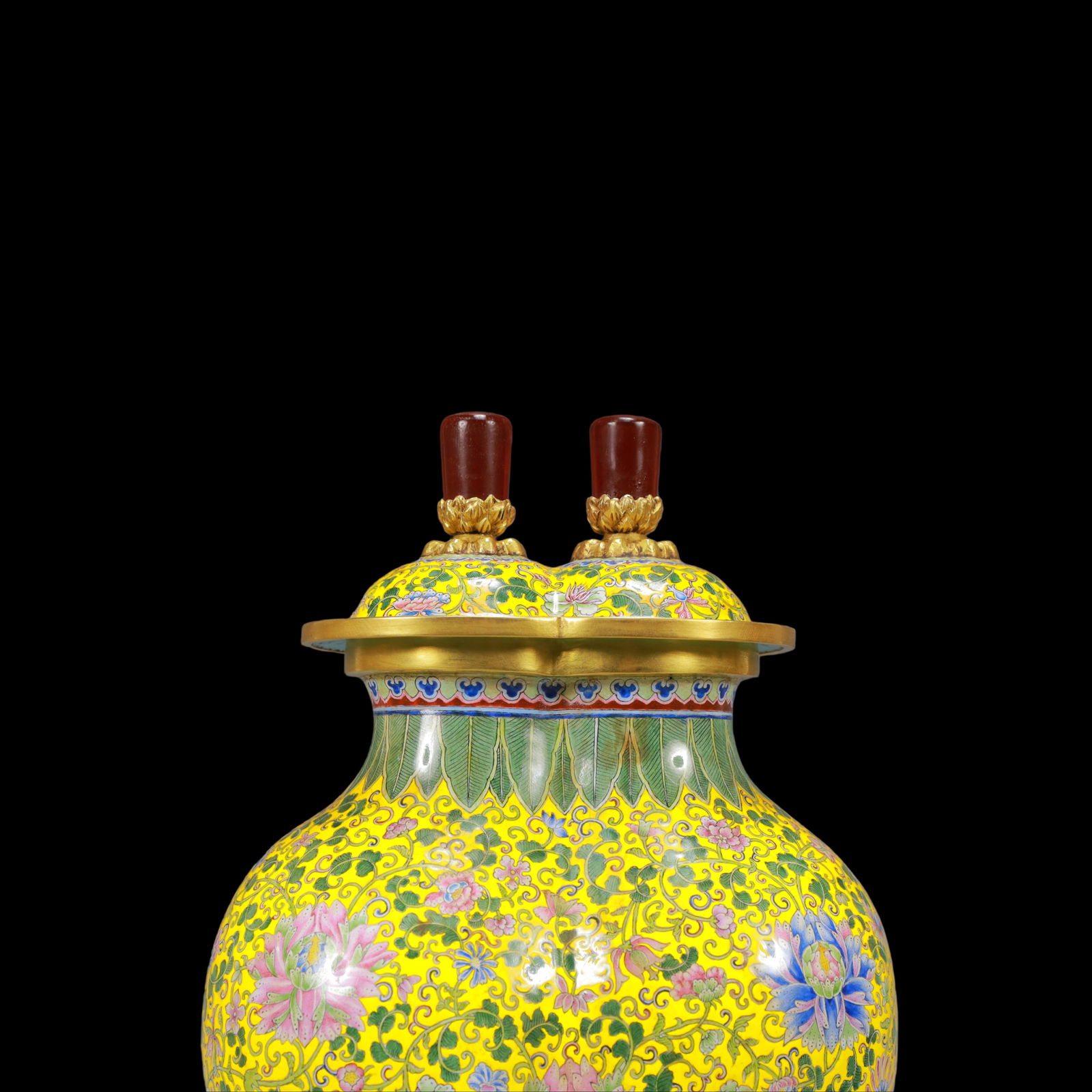 A Exquisite Coppery Enamel Lotus Pattern Flower Pattern Vase - 2