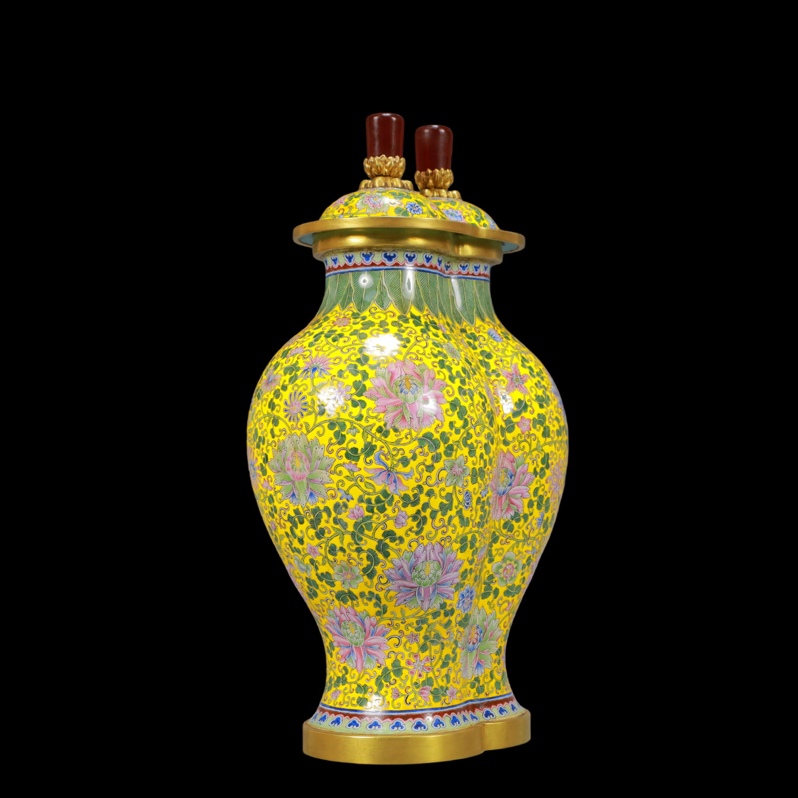 A Exquisite Coppery Enamel Lotus Pattern Flower Pattern Vase - 6