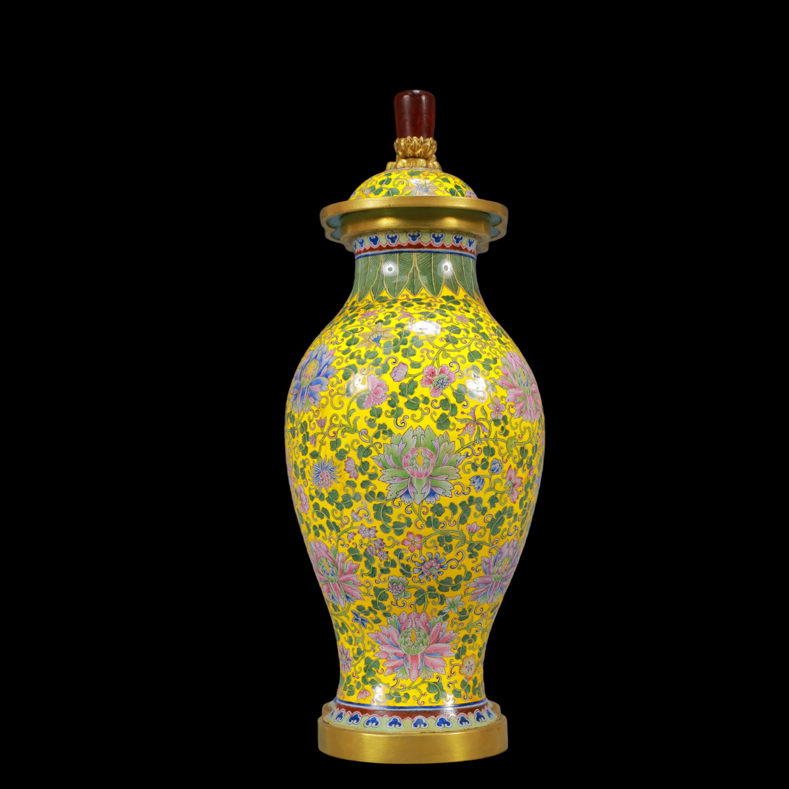 A Exquisite Coppery Enamel Lotus Pattern Flower Pattern Vase - 8