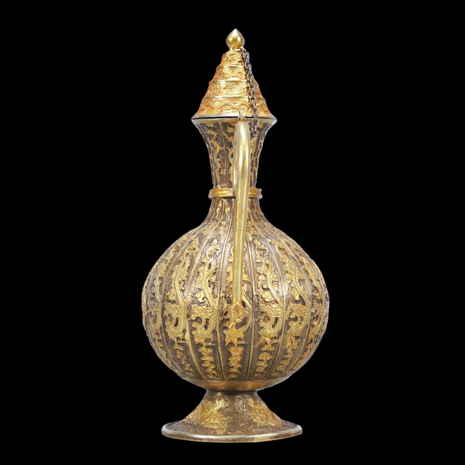 A Exquisite Gilt Silver Dragon Pattern Ewer - 3