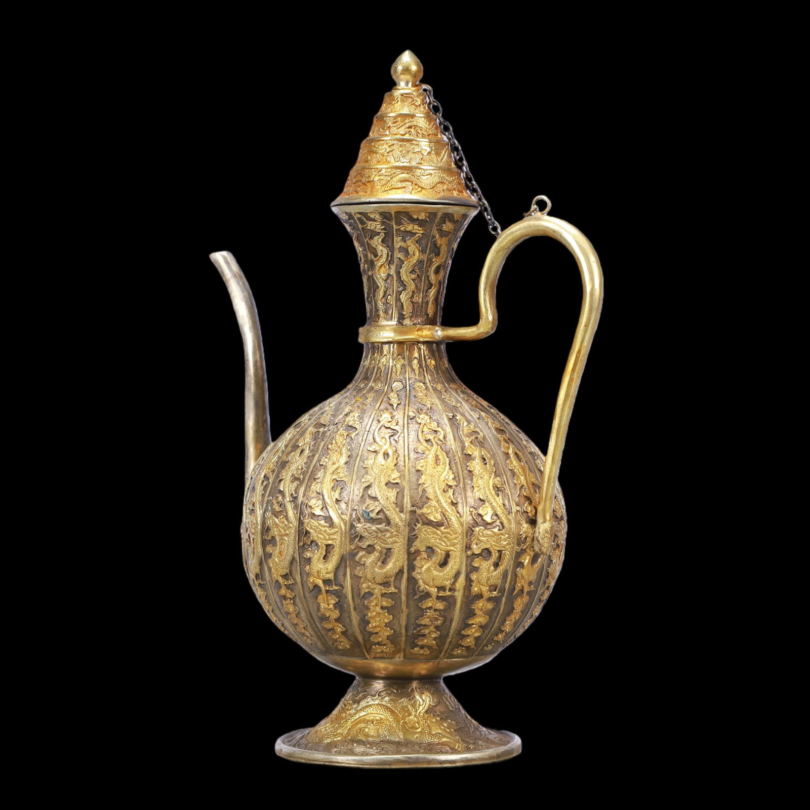 A Exquisite Gilt Silver Dragon Pattern Ewer - 4