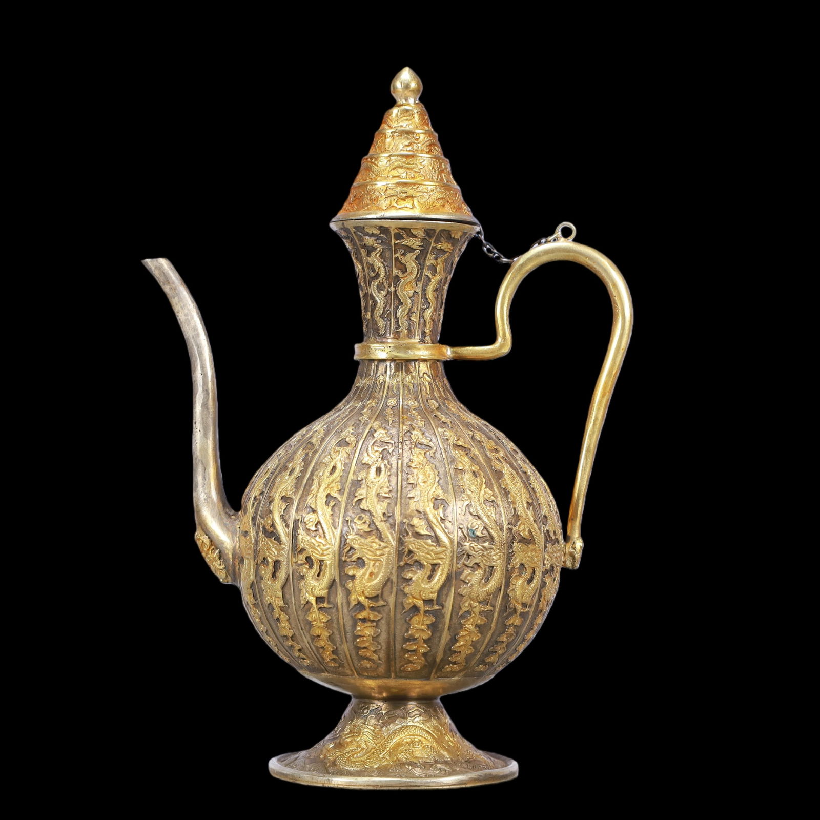 A Exquisite Gilt Silver Dragon Pattern Ewer - 5