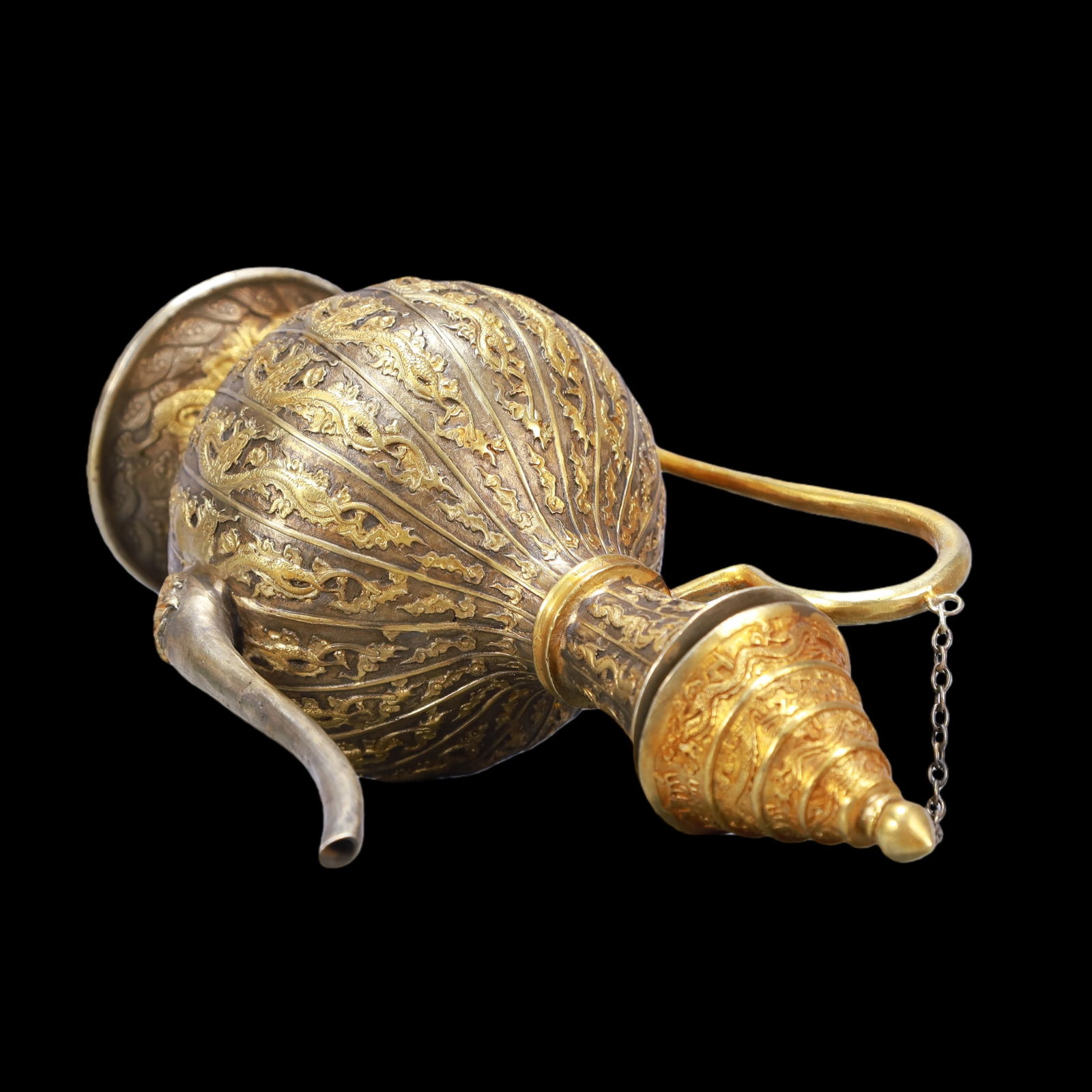 A Exquisite Gilt Silver Dragon Pattern Ewer - 7