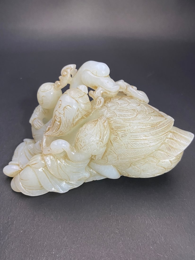 An Exquisite White Jade Figure Pattern Goose Ornament (1 of 9)