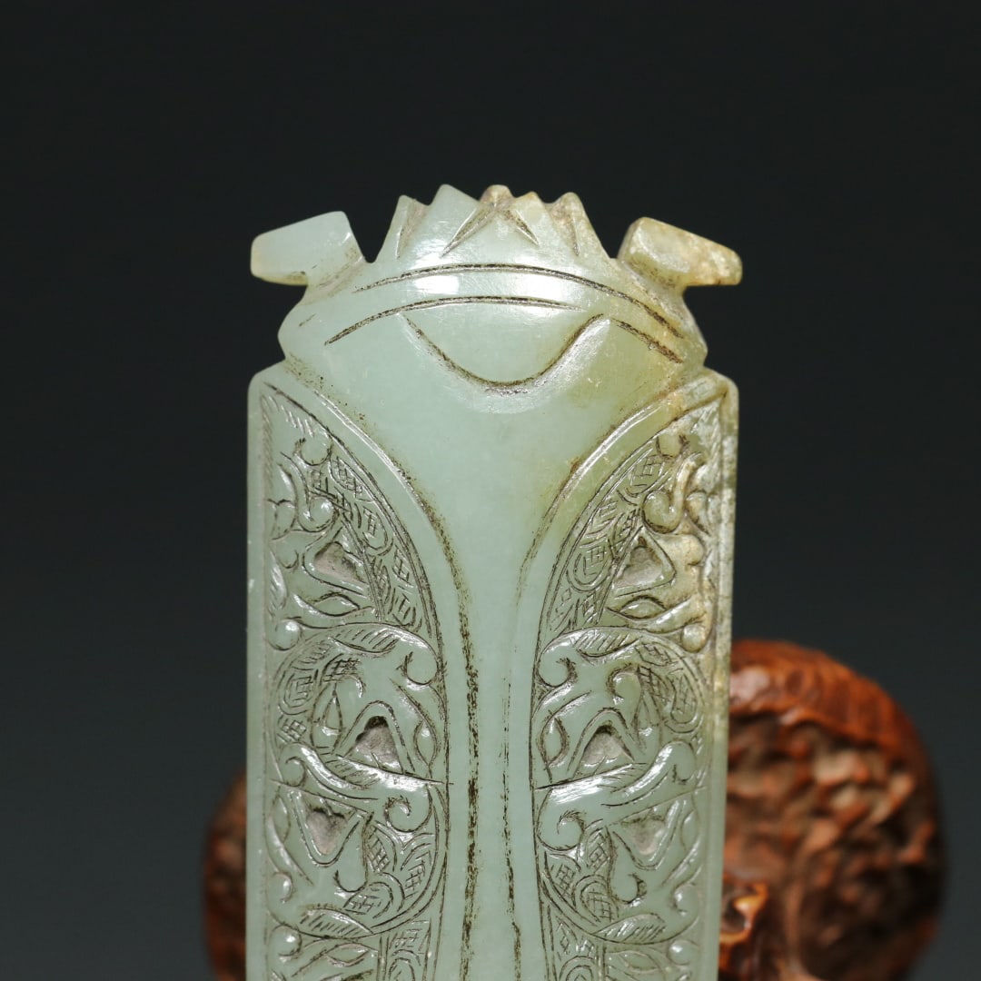 An Exquisite White Jade Dragon Pattern Cicada Pendant - 4