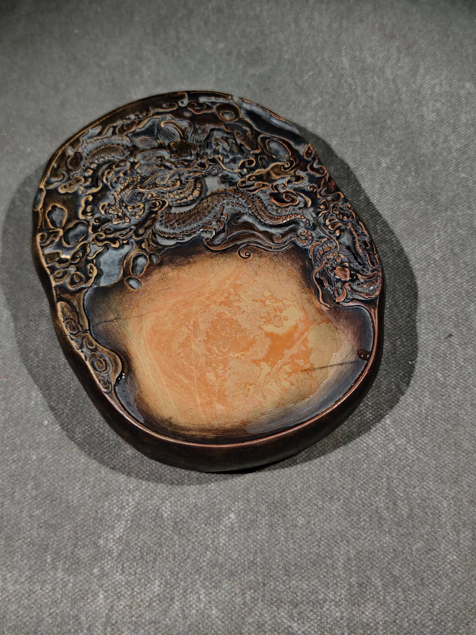 An Exquisite Dragon Pattern with poem Inkstone - 3