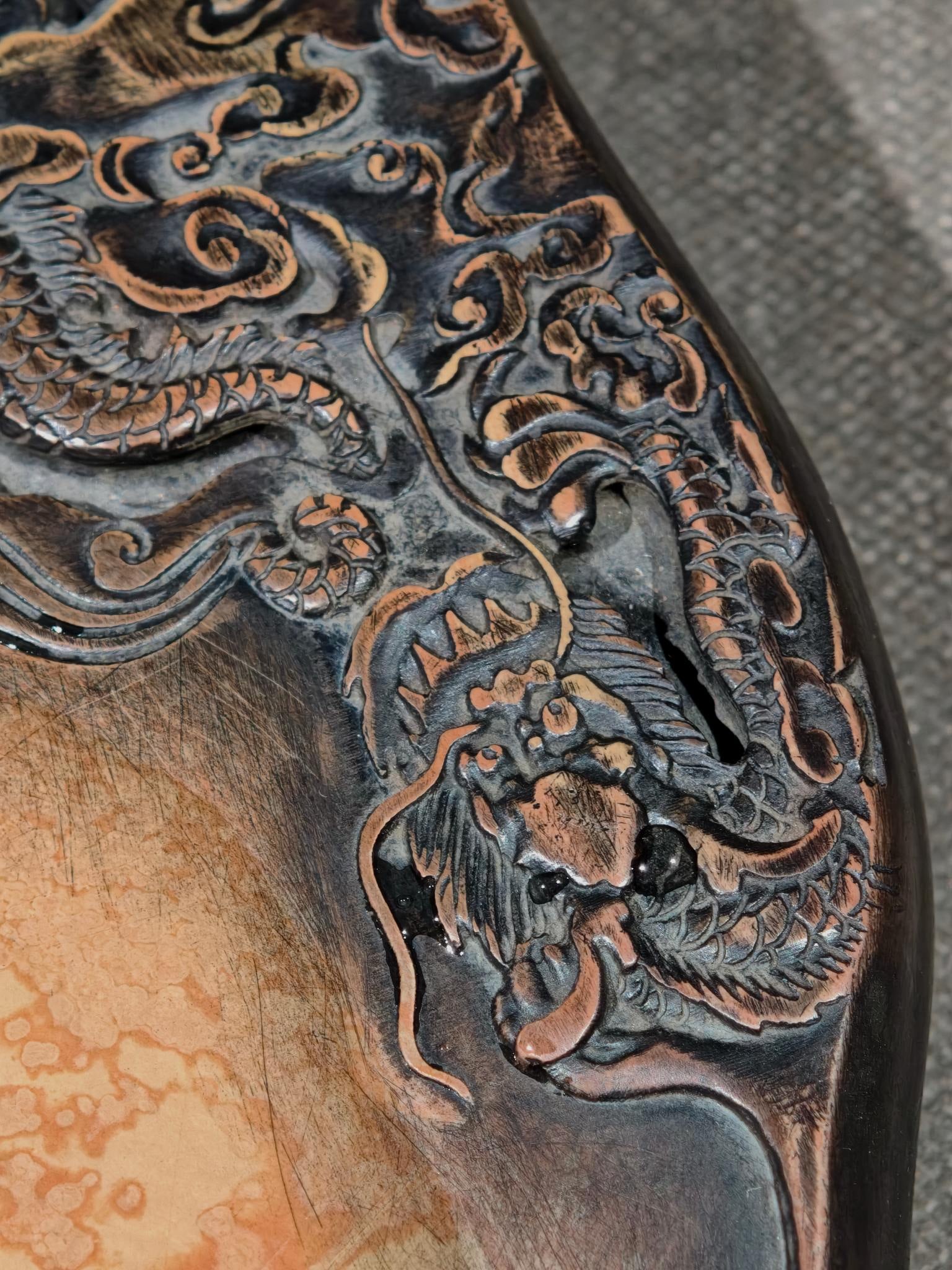 An Exquisite Dragon Pattern with poem Inkstone - 4