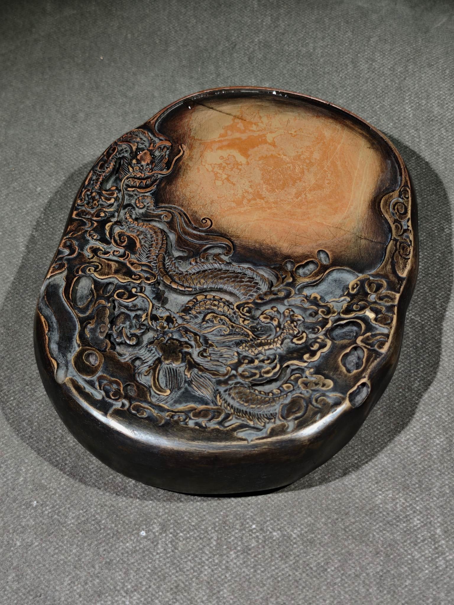 An Exquisite Dragon Pattern with poem Inkstone - 7