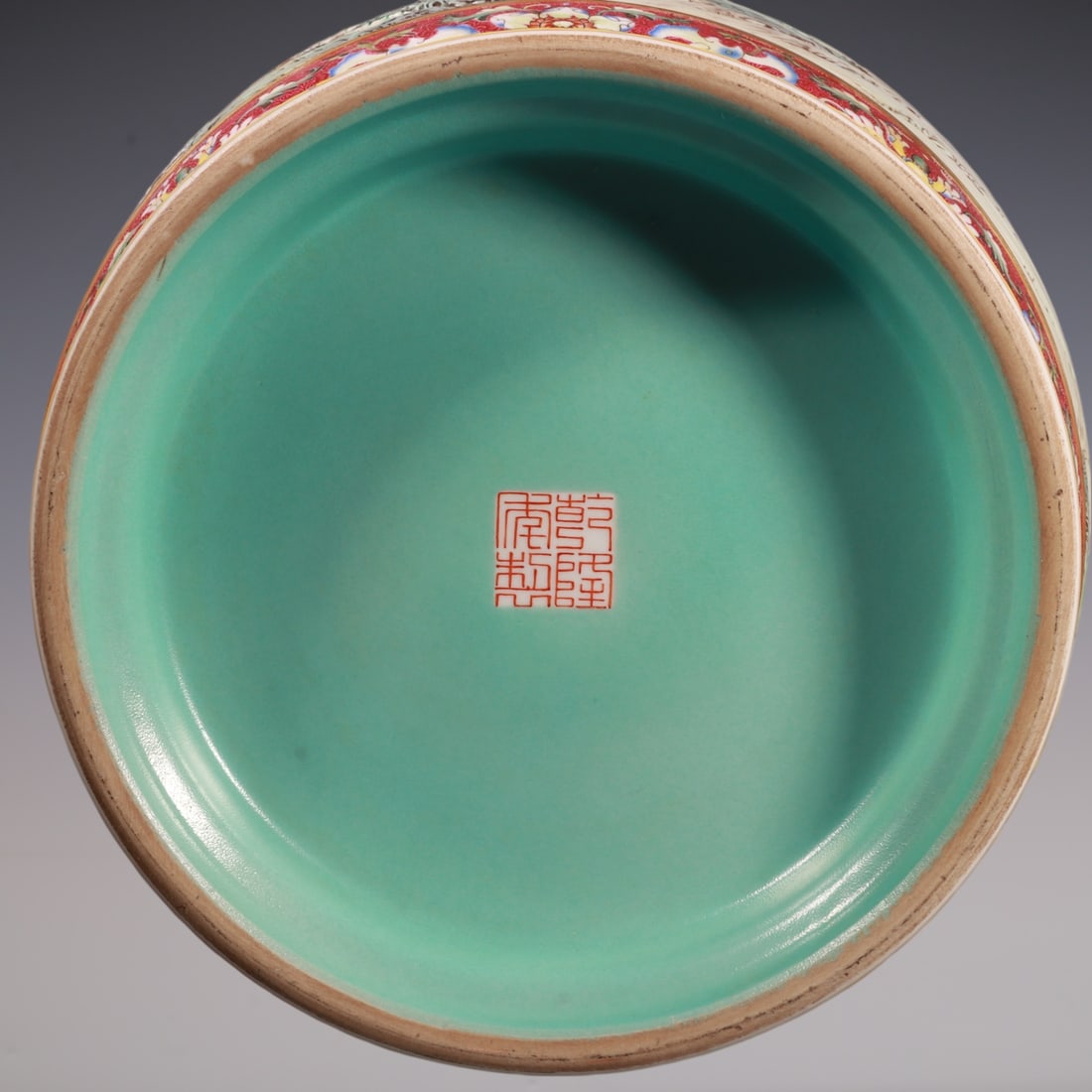 An Exquisite Famille-Rose Ruby Red-Glazed Lotus Pattern Phoenix Pattern Double-Ears Vase - 9