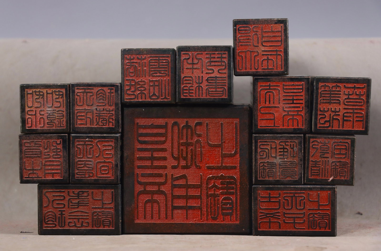 A Set of Fine Jasper Dragon Pattern With Scriptures Seal - 15