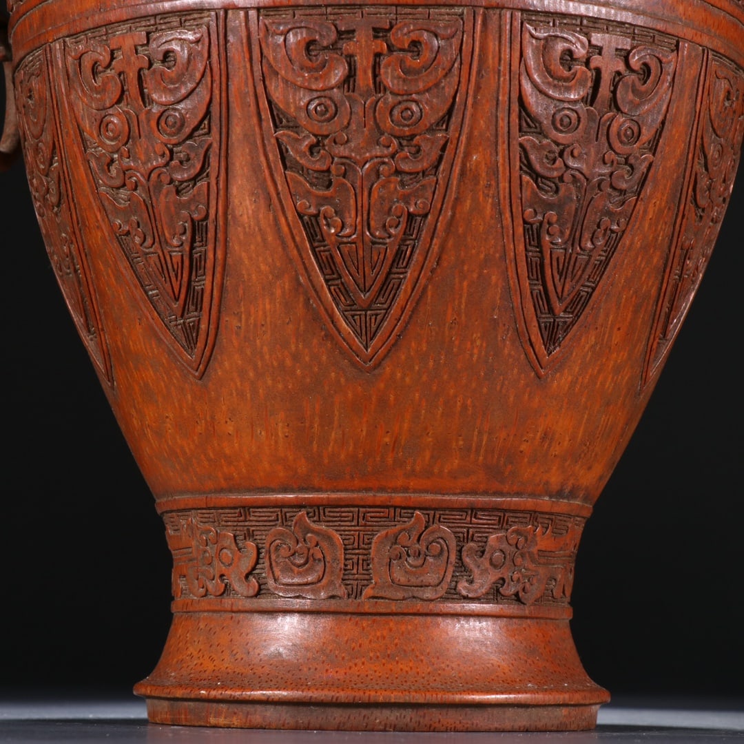 An Exquisite Bamboo Beast-Face Pattern Double-Ears Vase - 4