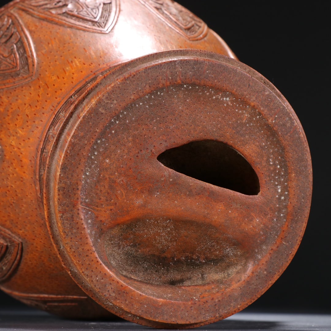 An Exquisite Bamboo Beast-Face Pattern Double-Ears Vase - 8