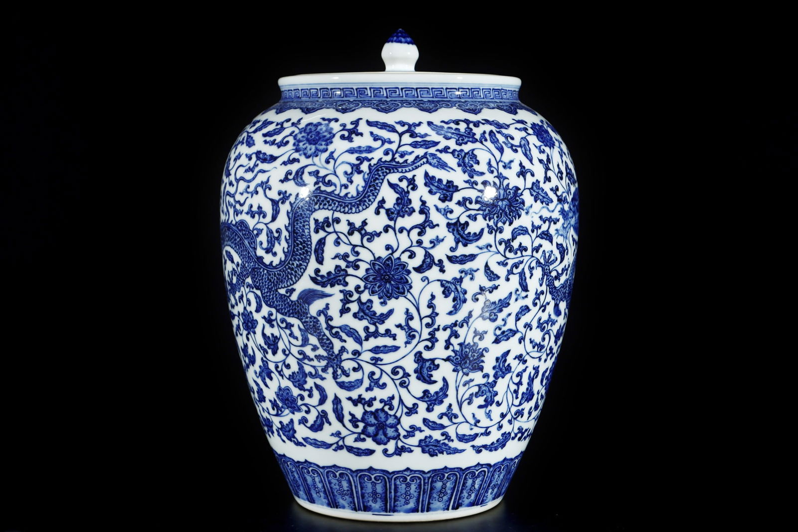 An Exquisite Blue and White Dragon Pattern Lotus Pattern Jar - 4